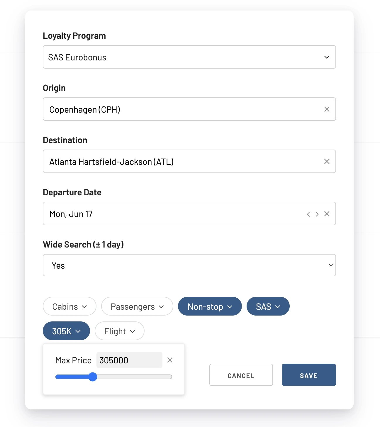 AwardFares Alerts
