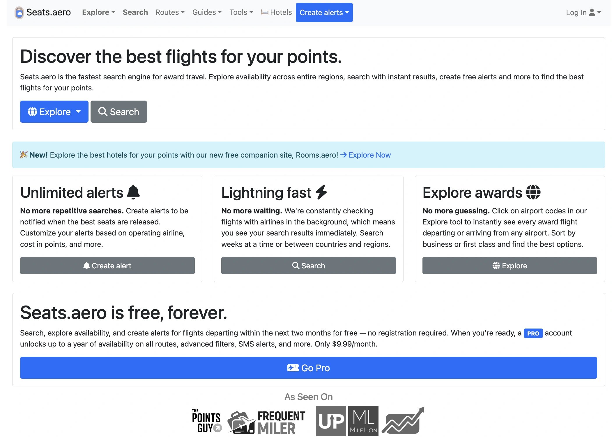 seats.aero Home Page