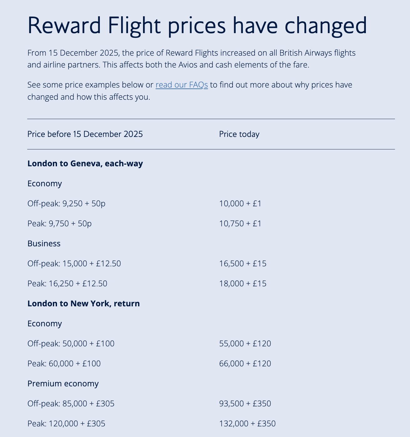 British Airways Avios Devaluation: Award Flights Now Cost Up to 14% More