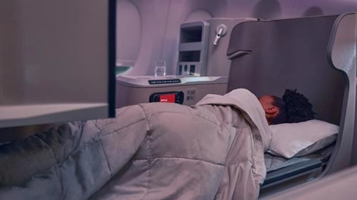 The Iberia Business Plus cabin on an Airbus A350.