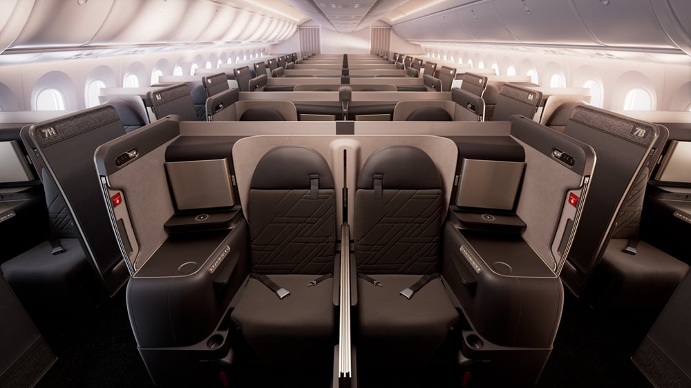 A look inside the Korean Air Prestige Suites 2.0 with privacy doors.