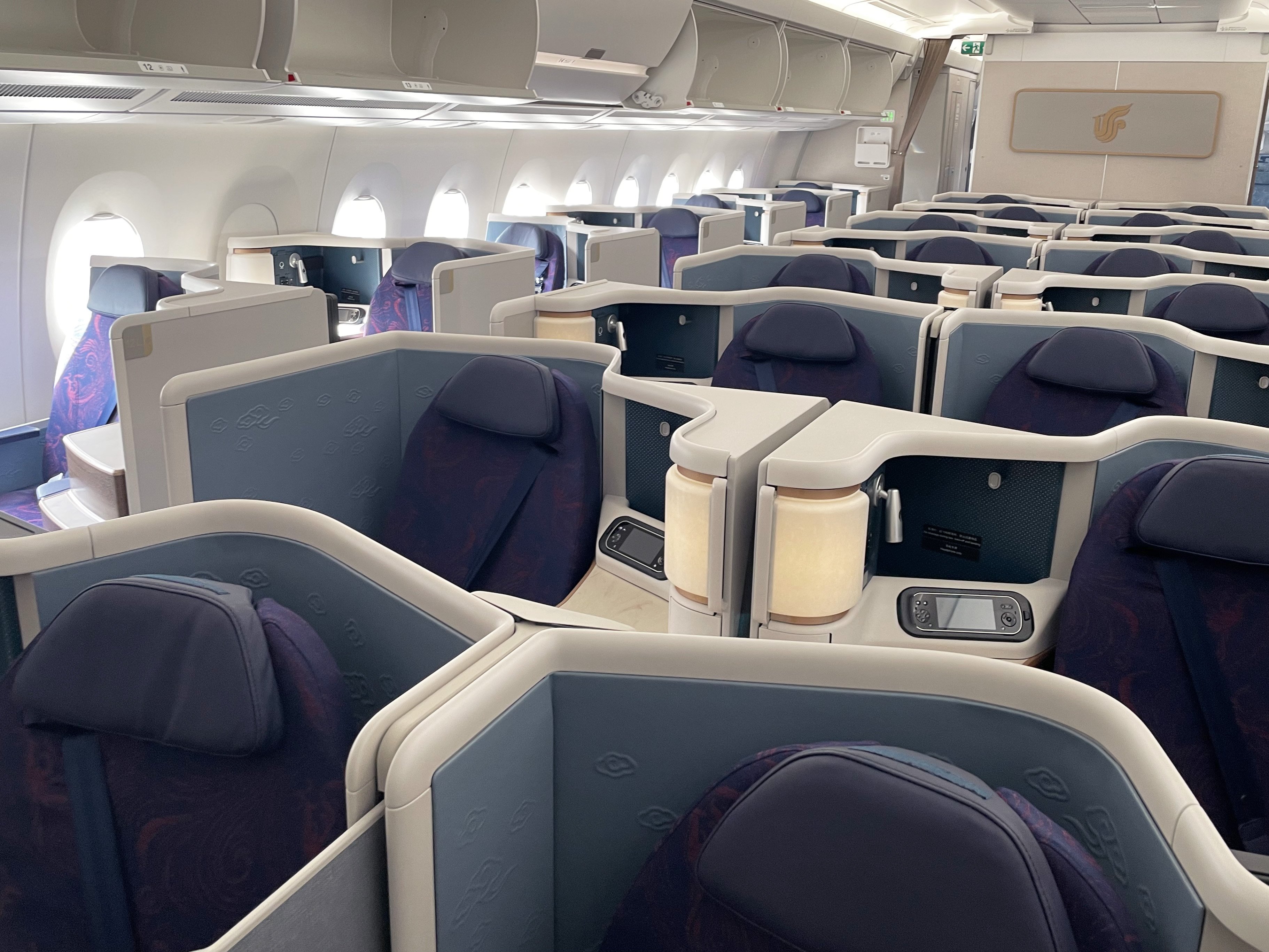 Air China’s RECARO-equipped A350 Business cabin. Check the configuration rather than the aircraft type alone.