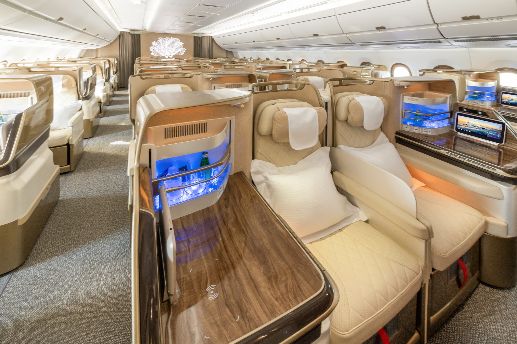 Emirates’ A350 Business cabin. Its A380 and 777 seats are different products.