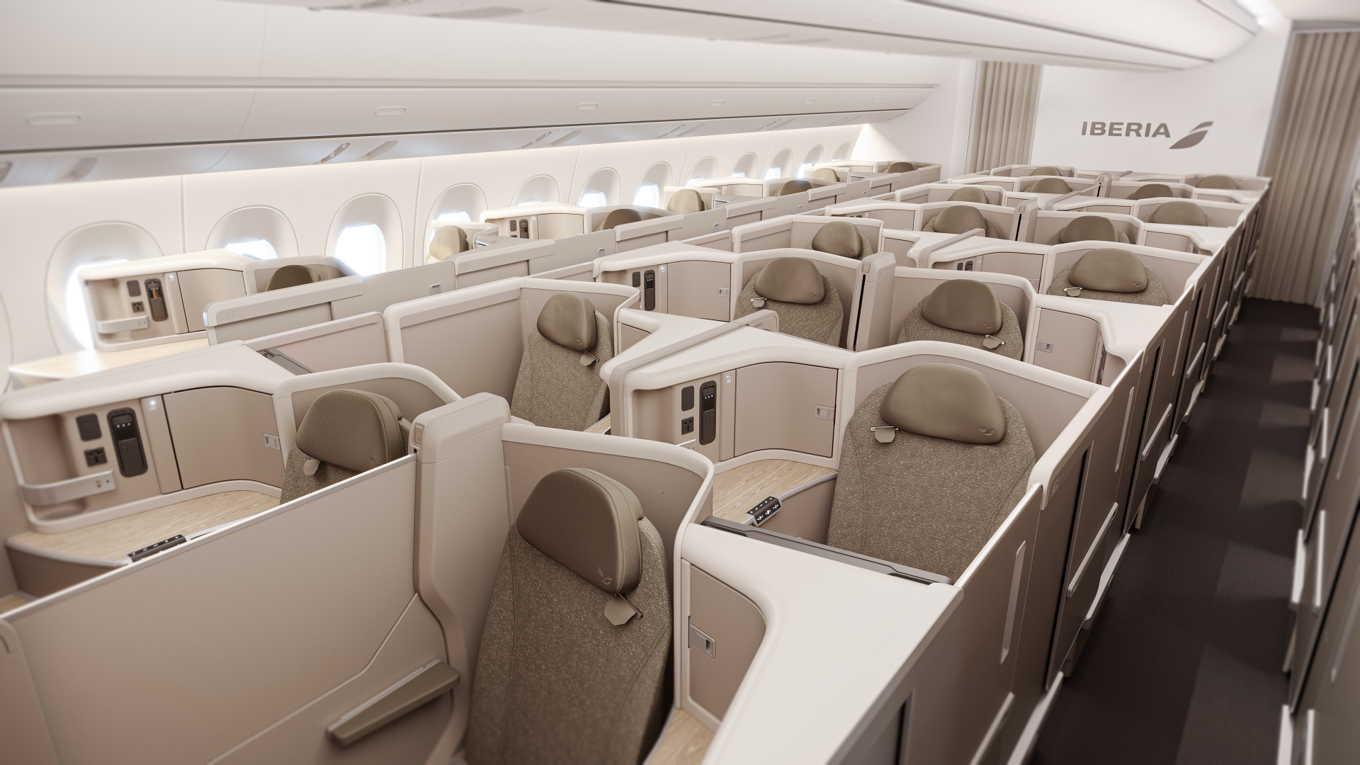 Manufacturer rendering of Iberia’s newer A350 Business suite.