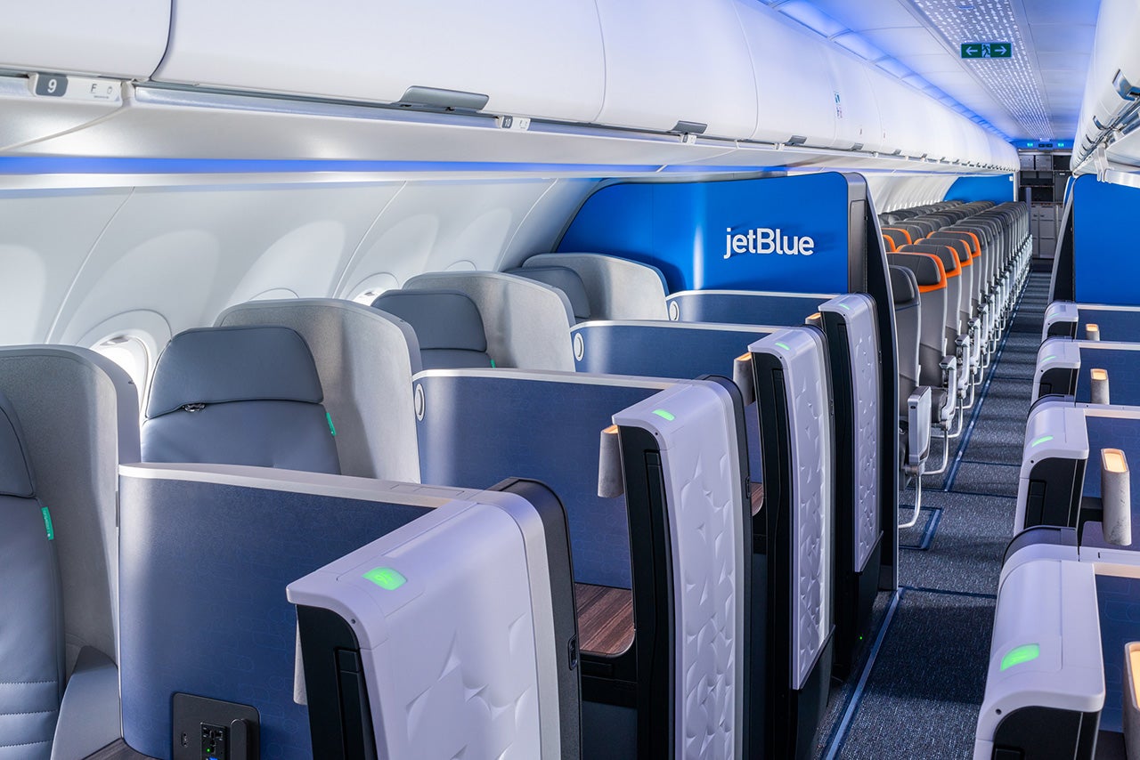 JetBlue’s A321LR Mint cabin, with individual suites on a single-aisle aircraft.