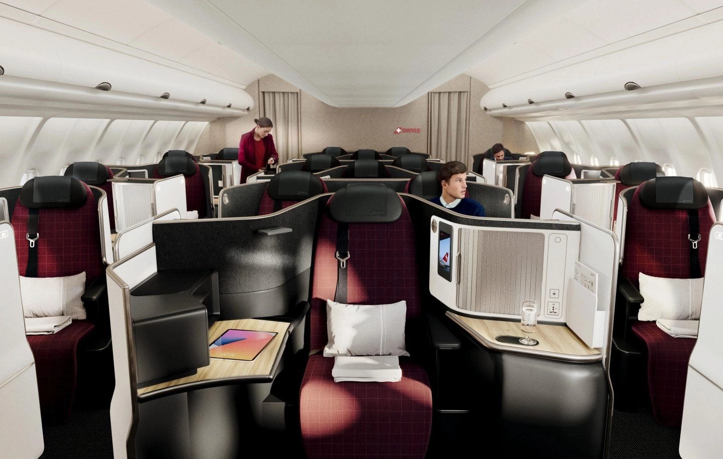A view of the new SWISS Senses Business Class cabin.