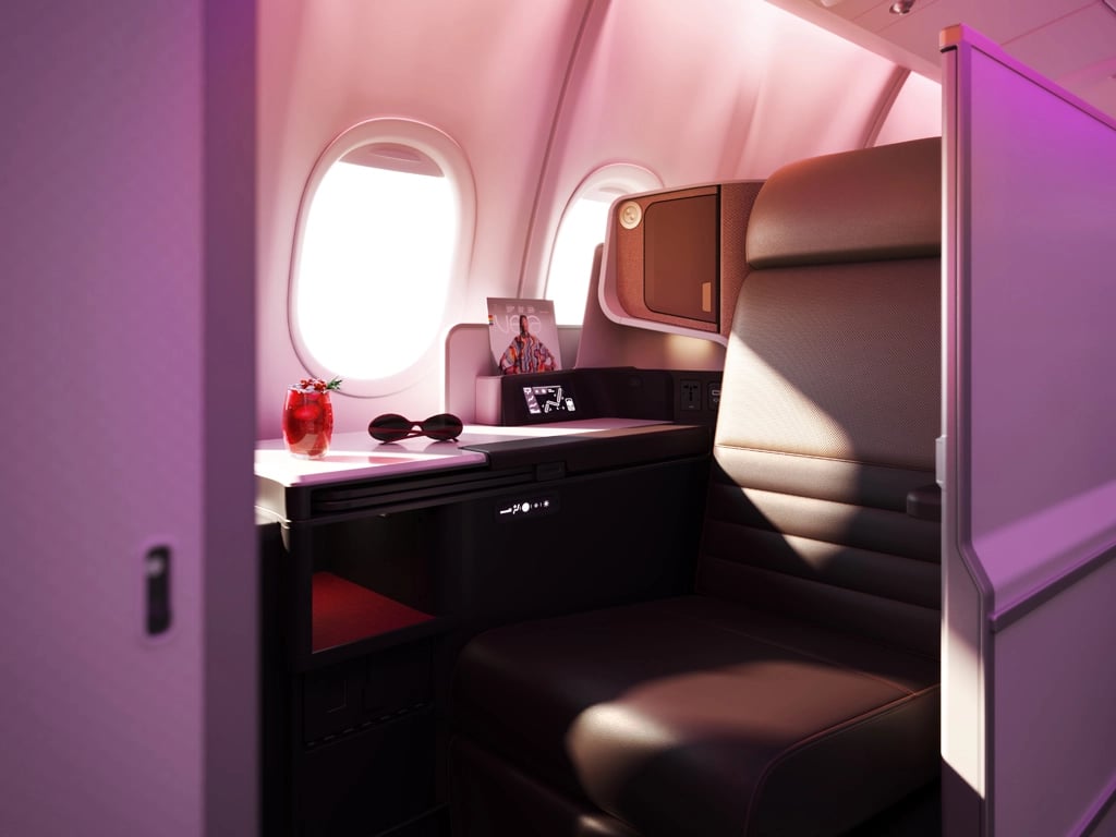 The stylish Virgin Atlantic Upper Class cabin.