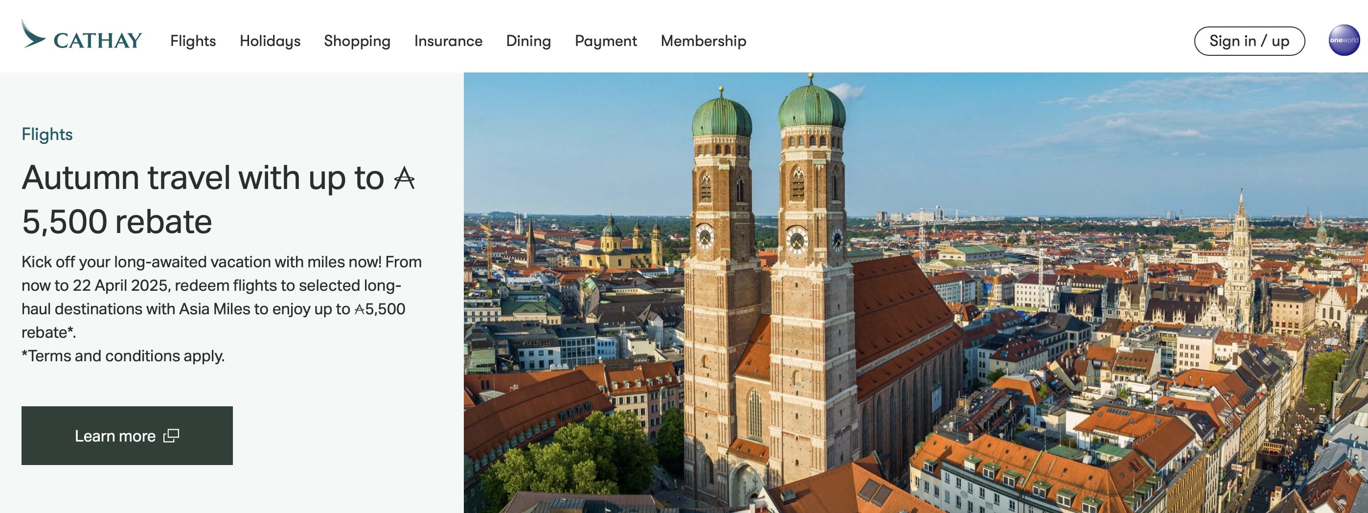 Cathay Pacific Homepage.