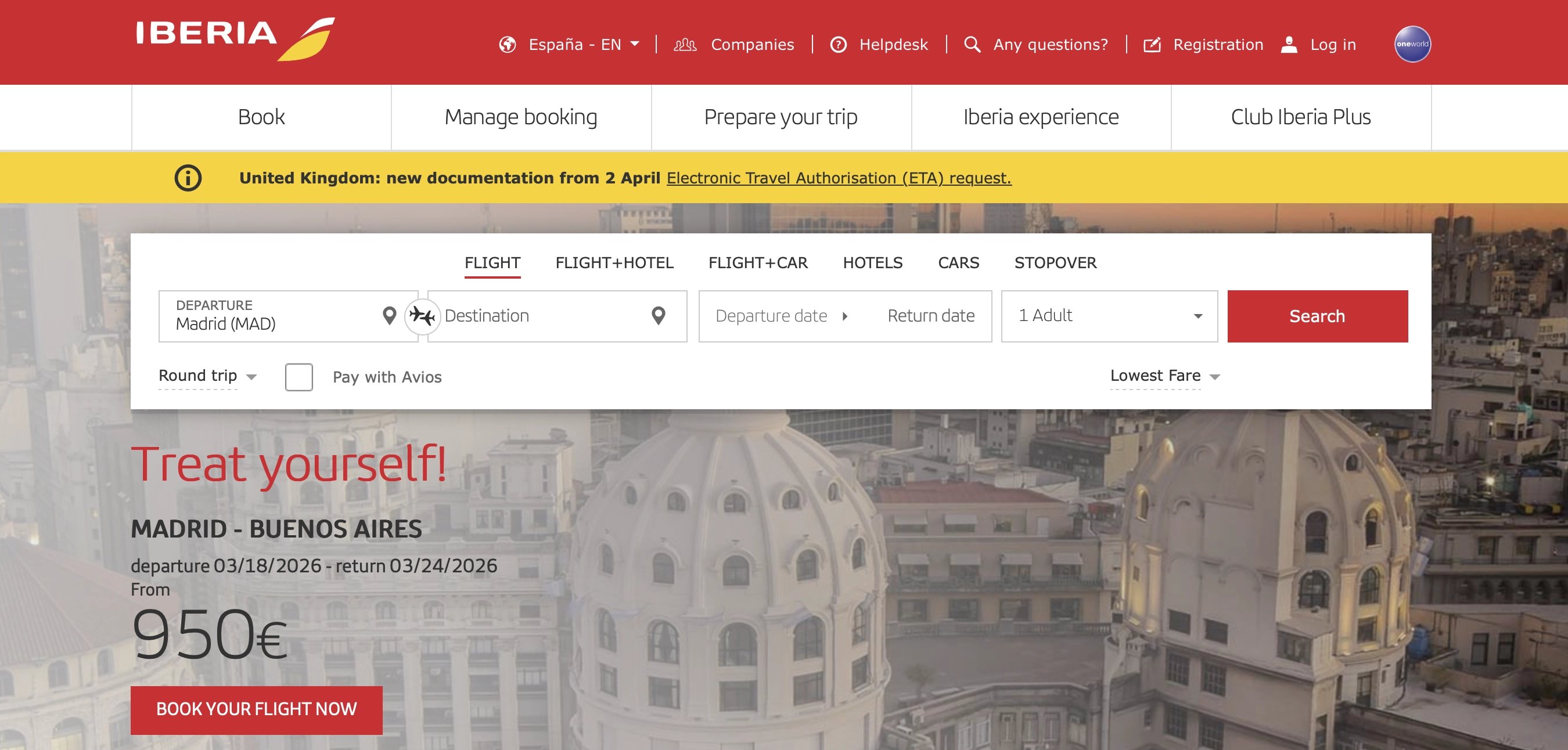 Iberia Homepage.