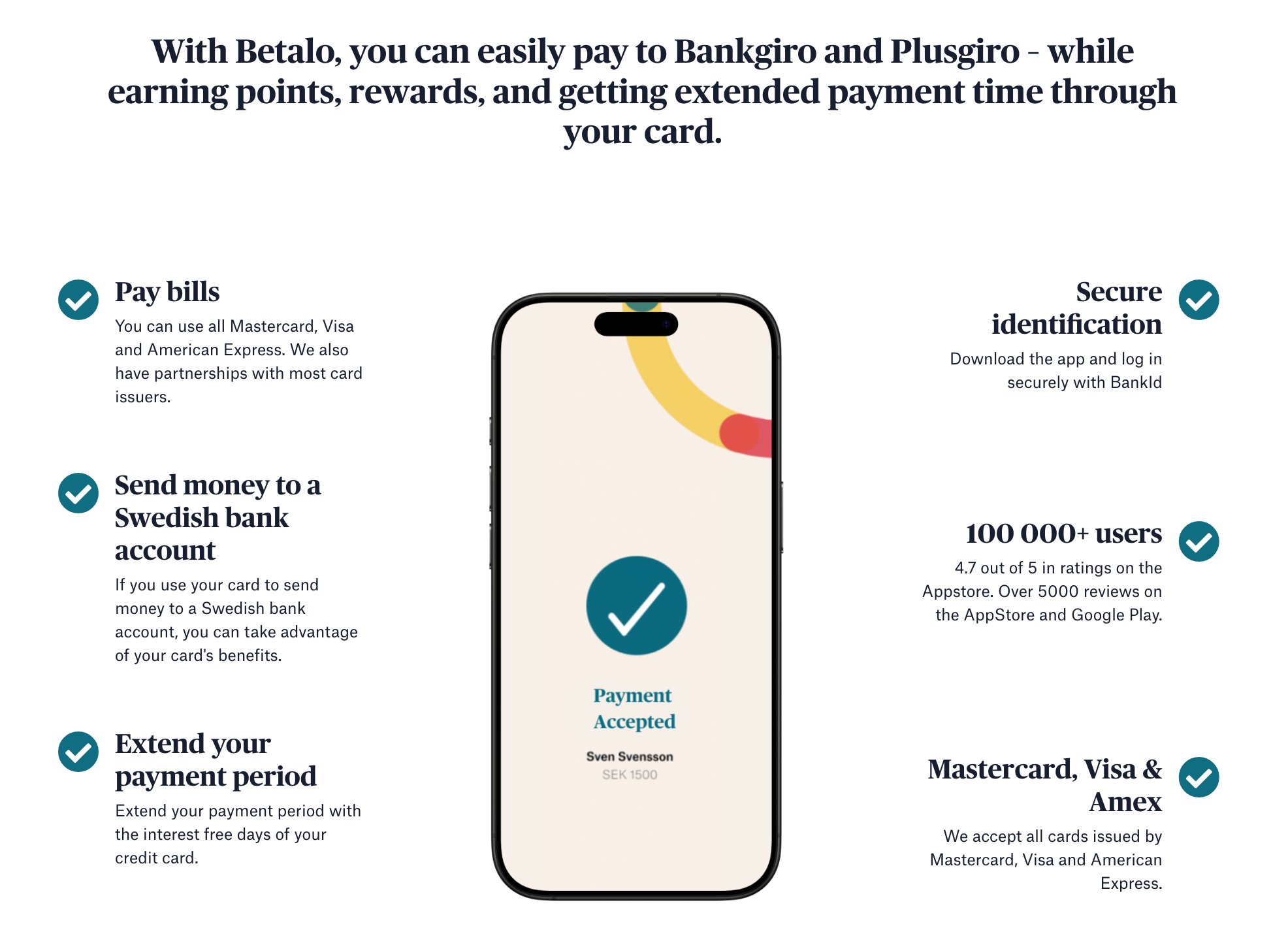 Betalo mobile app features and bill payment interface.