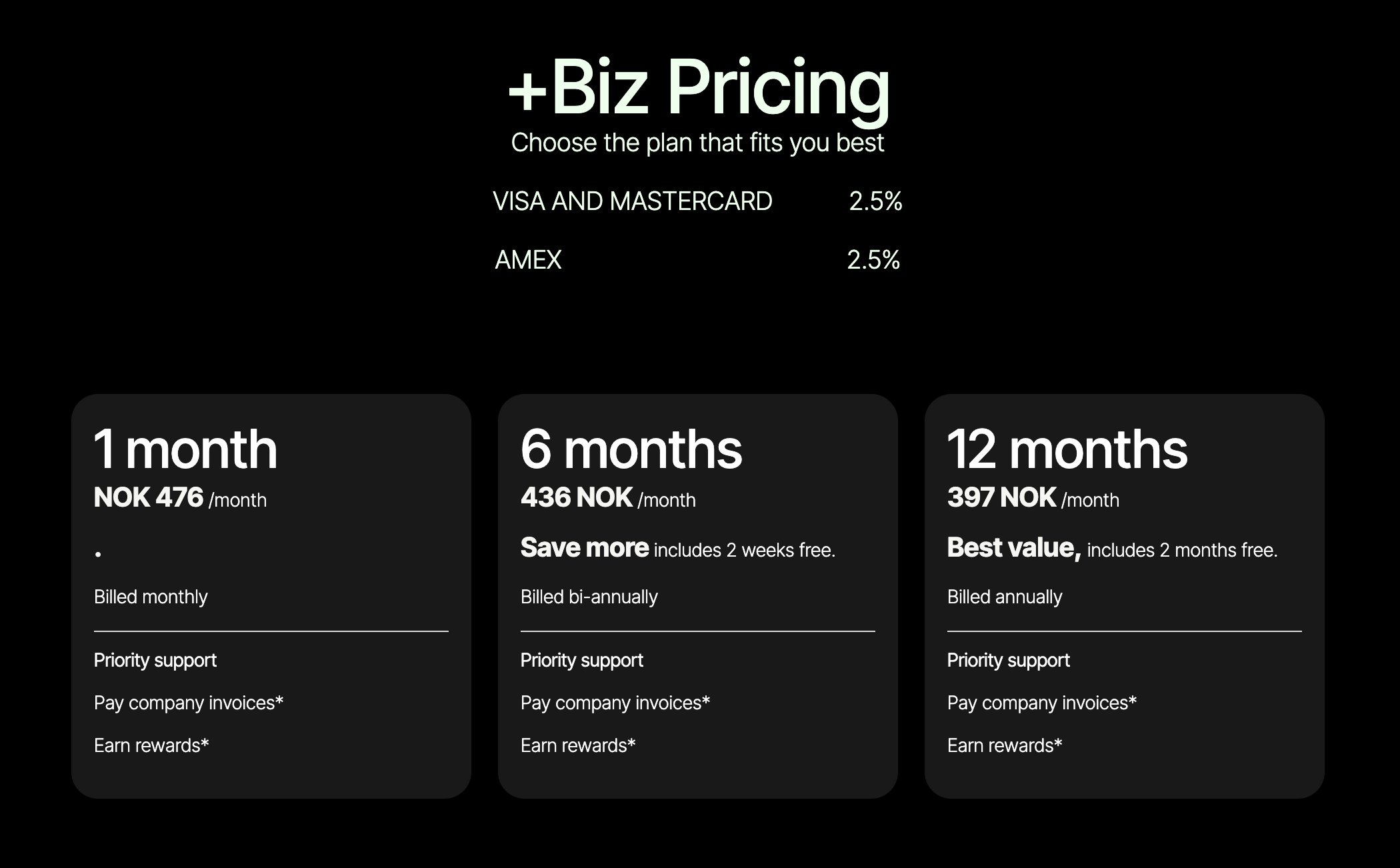 Subscription tiers for the Bill Kill +Biz program.