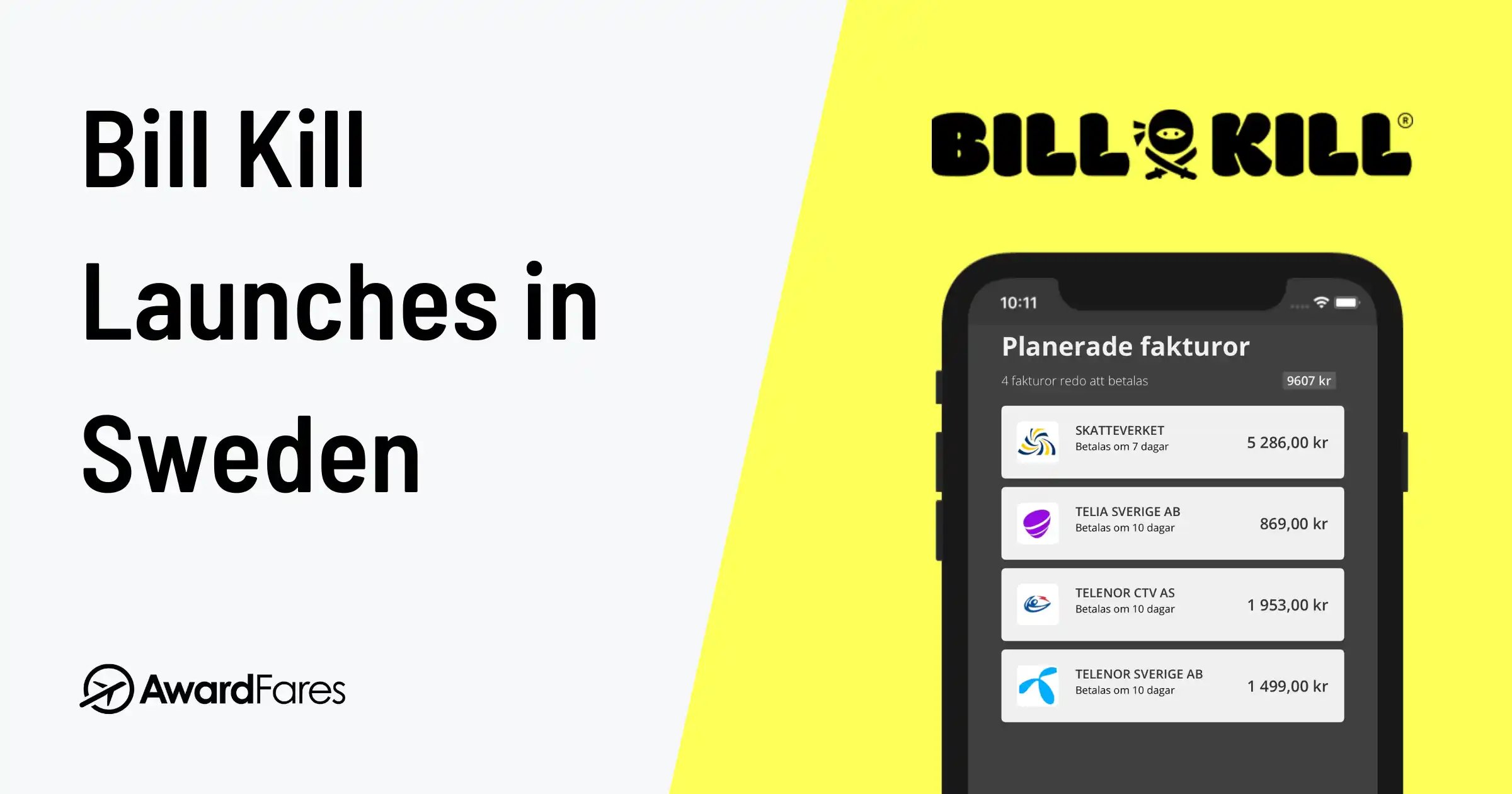 Bill Kill Launches in Sweden: Pay Your Bills and Get Extra EuroBonus Points