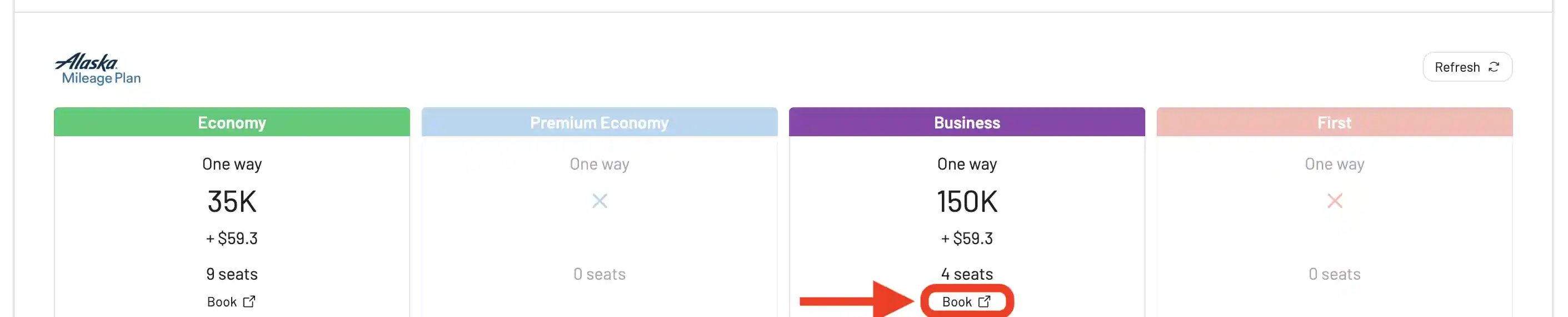 AwardFares redirects you to Alaska Airlines website to book Atmos Rewards award flights.
