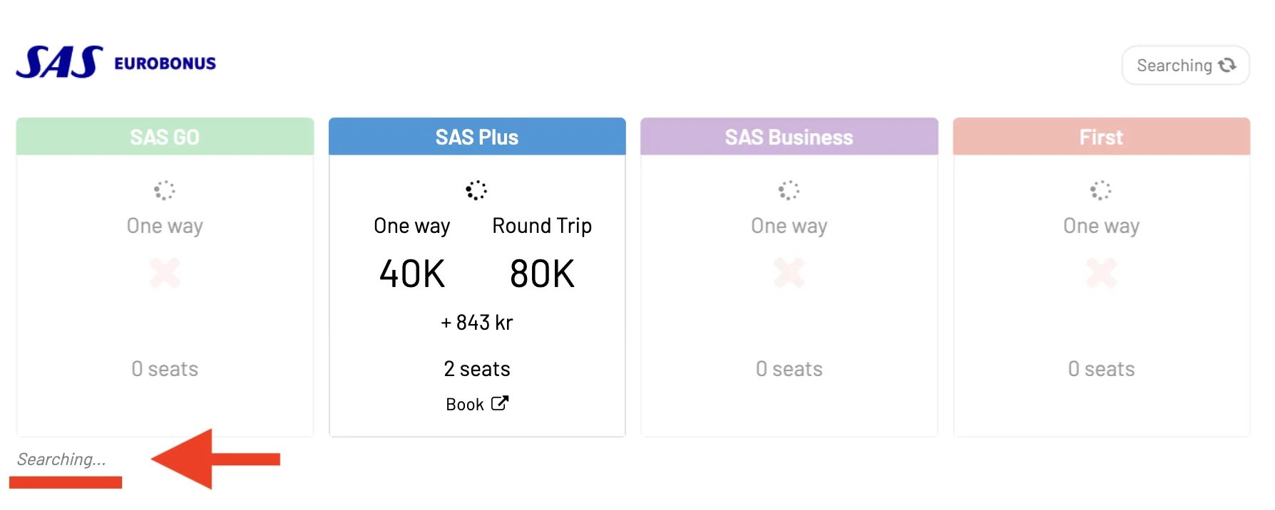 Broad award flight search using AwardFares.