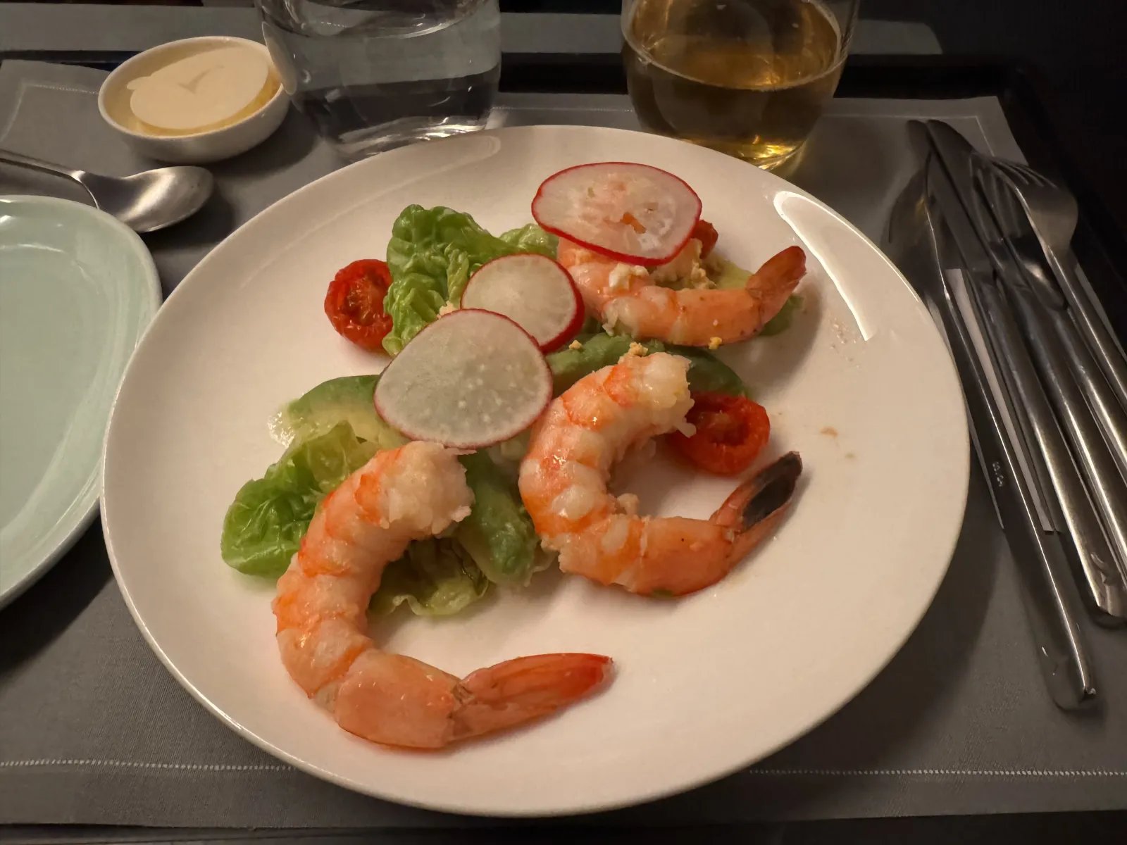 Dinner main course on Cathay Pacific Business Class