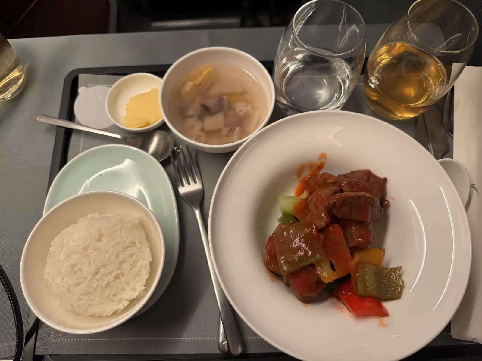 Cheese plate on Cathay Pacific Business Class
