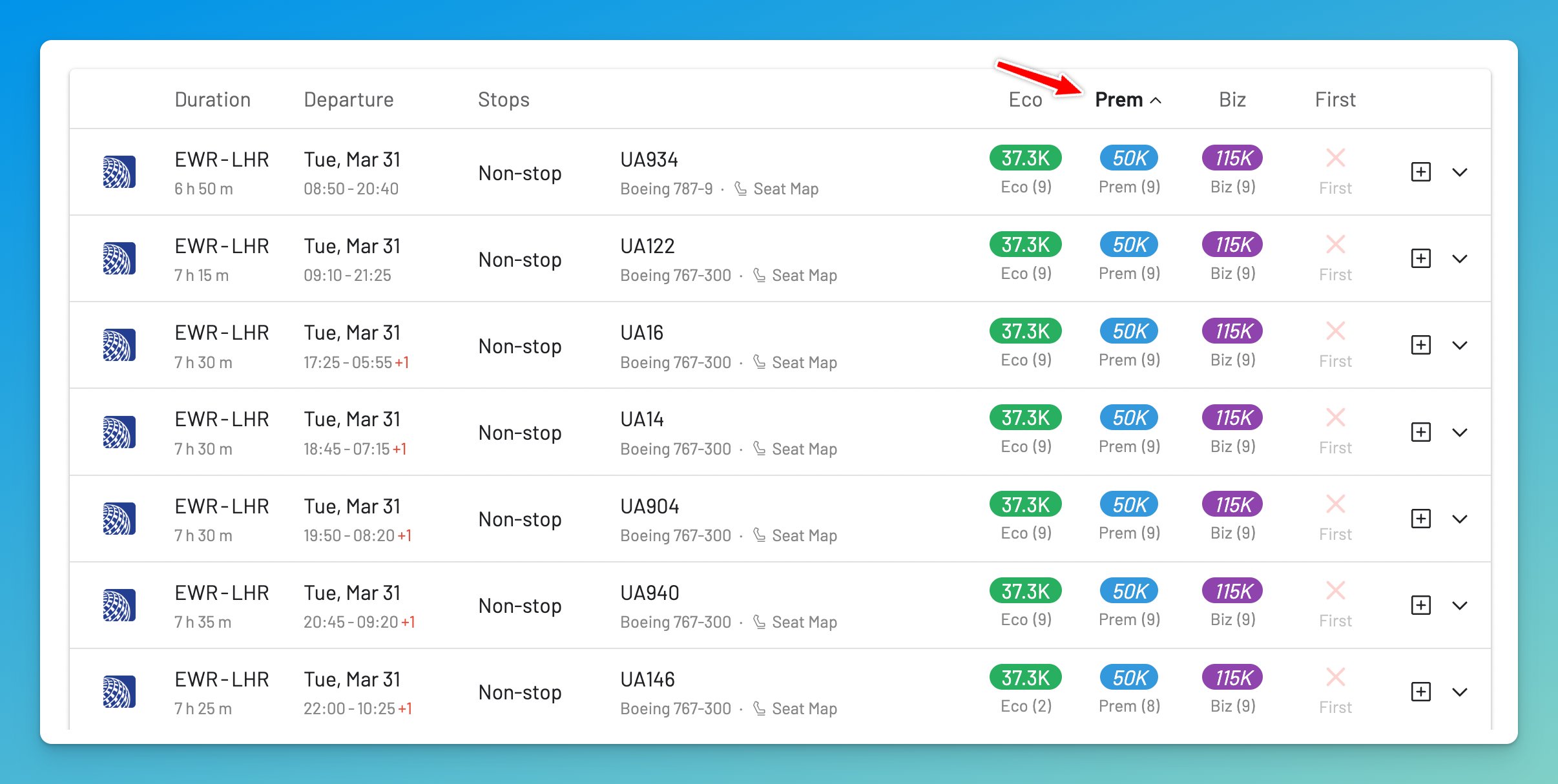 Finding the cheapest Premium Economy award flights using AwardFares, noting mixed-cabin options.