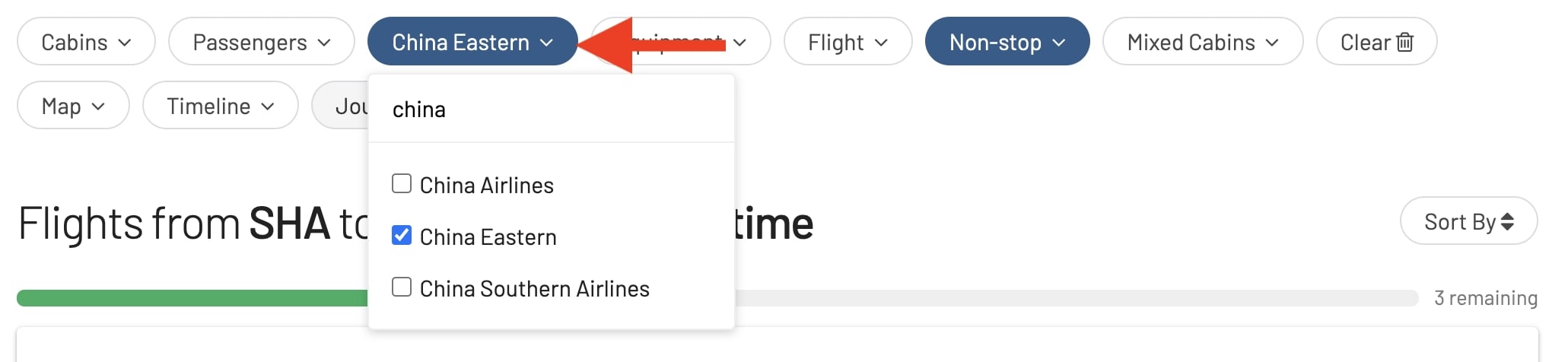 Finding award flights operated by COMAC planes using AwardFares.