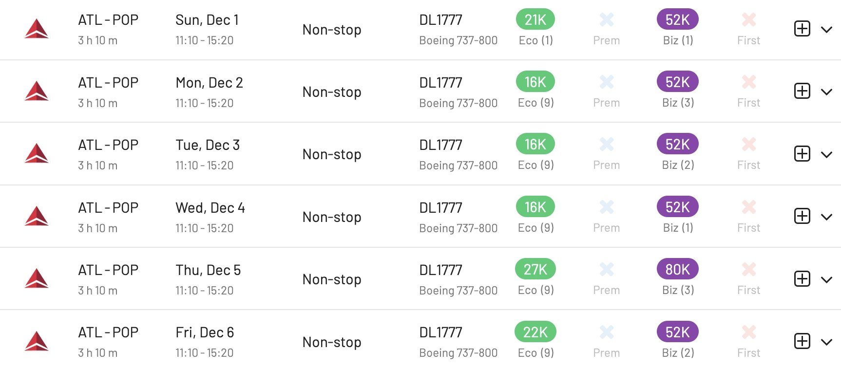 New Delta Air Lines route from Atlanta to Puerto Plata. SkyMiles availability with AwardFares.