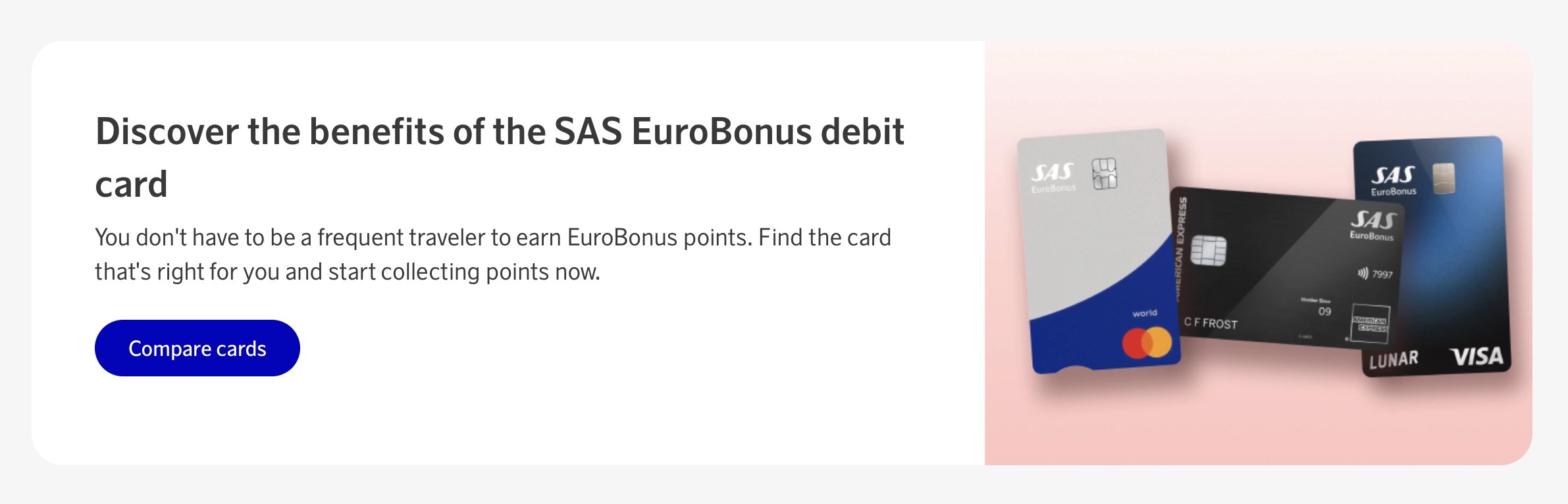SAS EuroBonus co-branded credit cards.