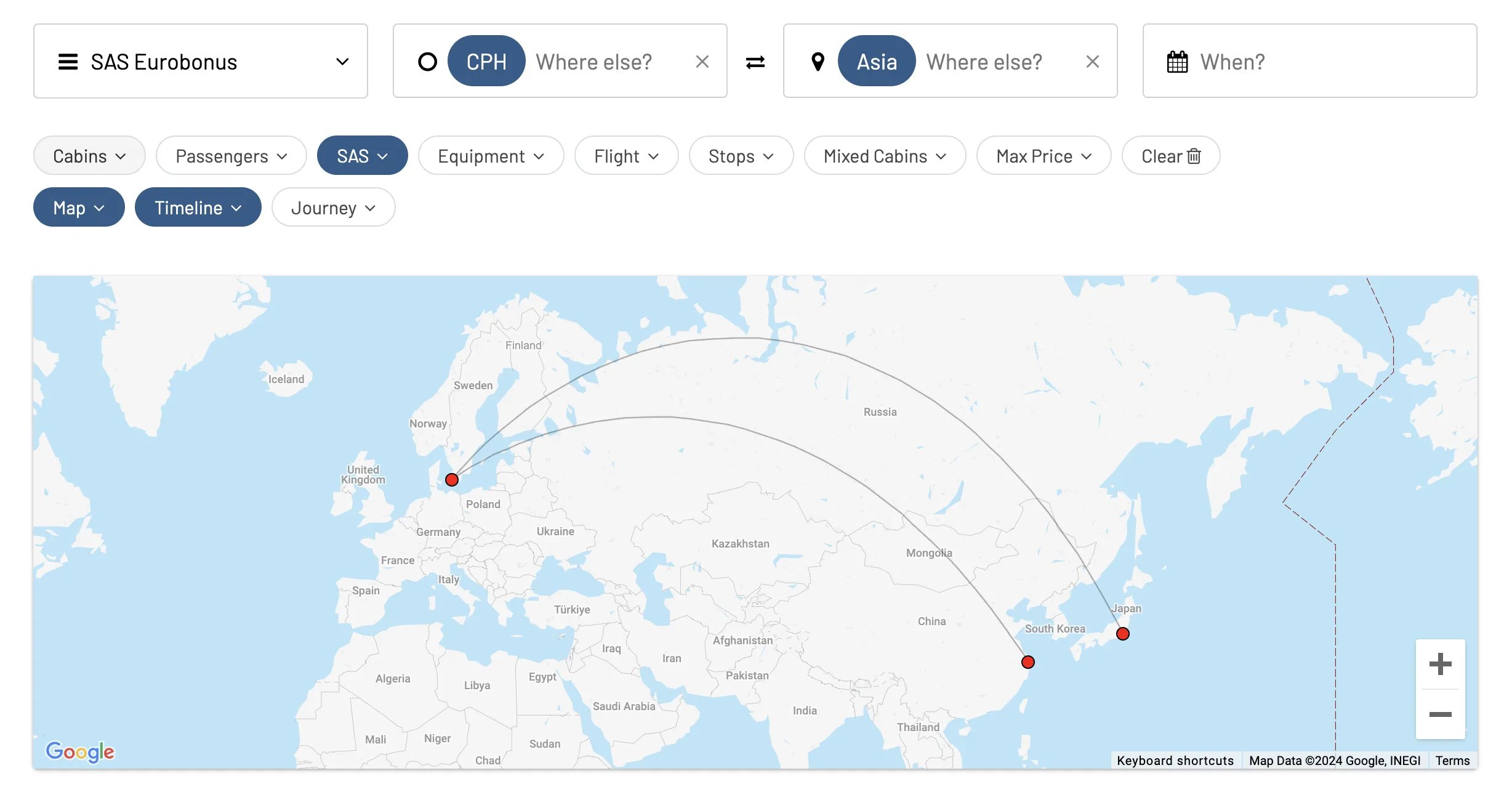 SAS Non-stop routes to Asia.