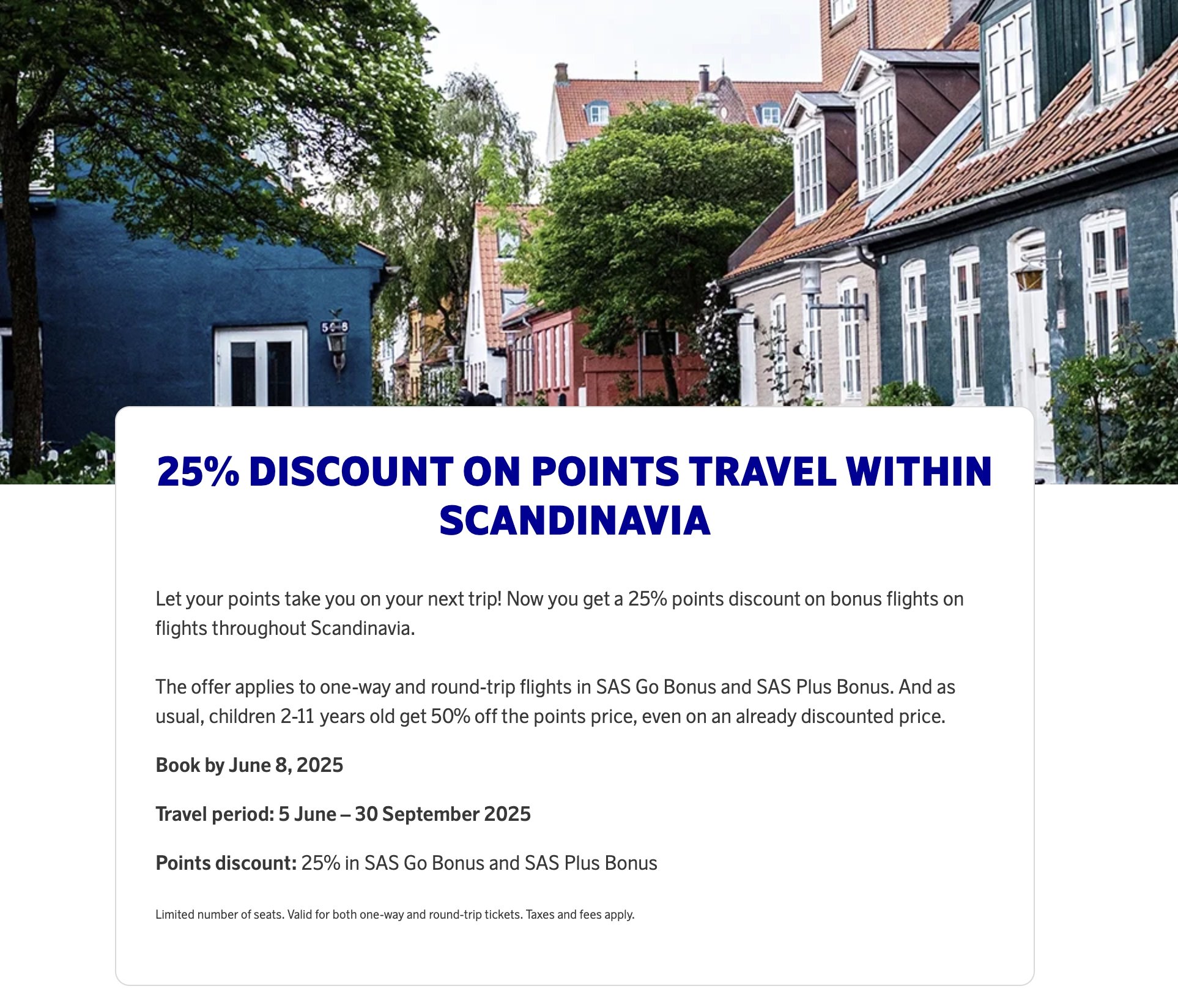 Save 25% on SAS EuroBonus award trips within Scandinavia. Book before June 8.