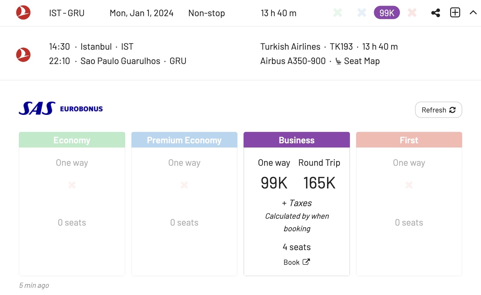 Turkish Airlines A350 Business Class Awards with EuroBonus Points (Dec 2023).