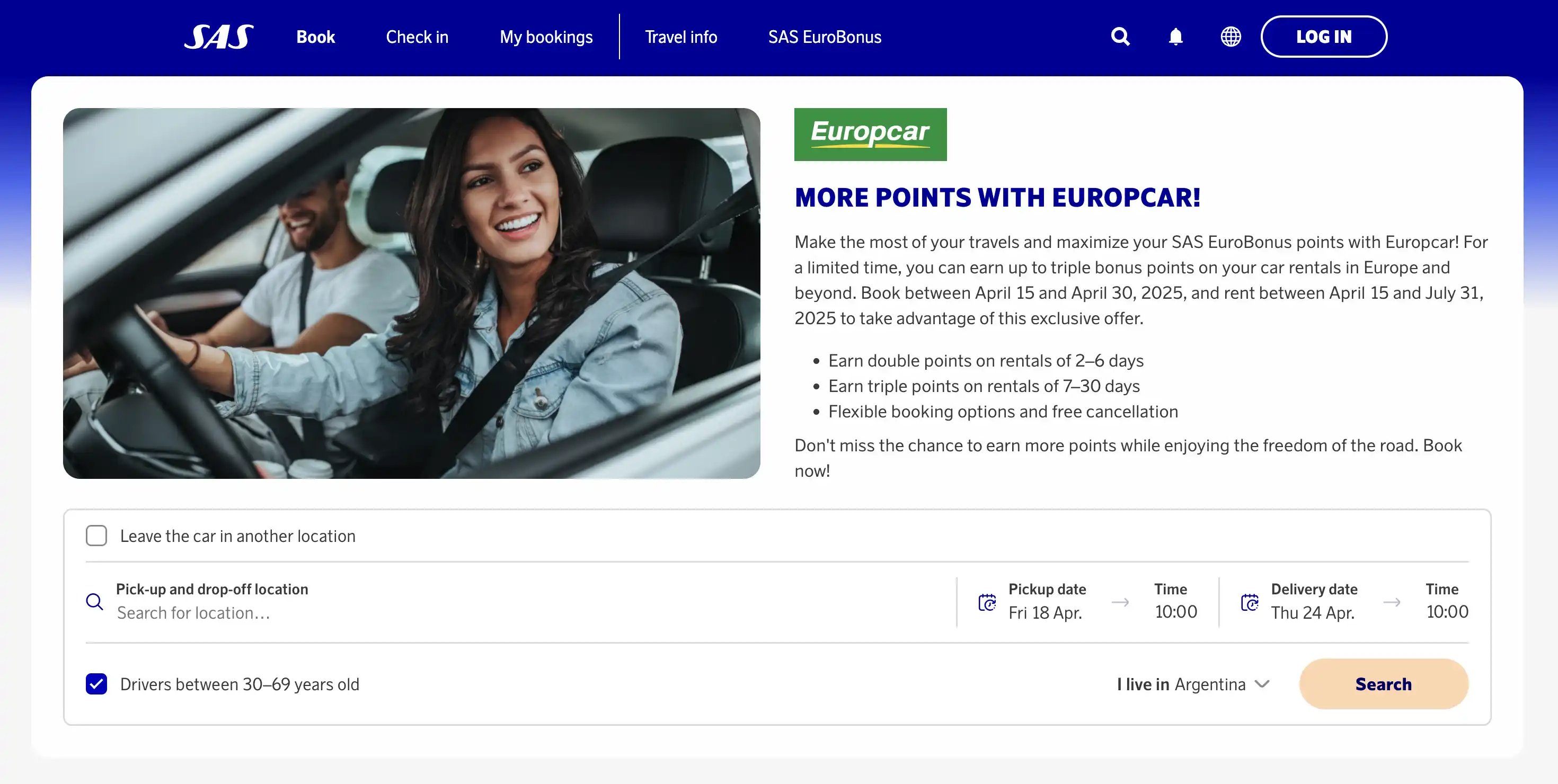 Get EuroBonus points with Europcar.