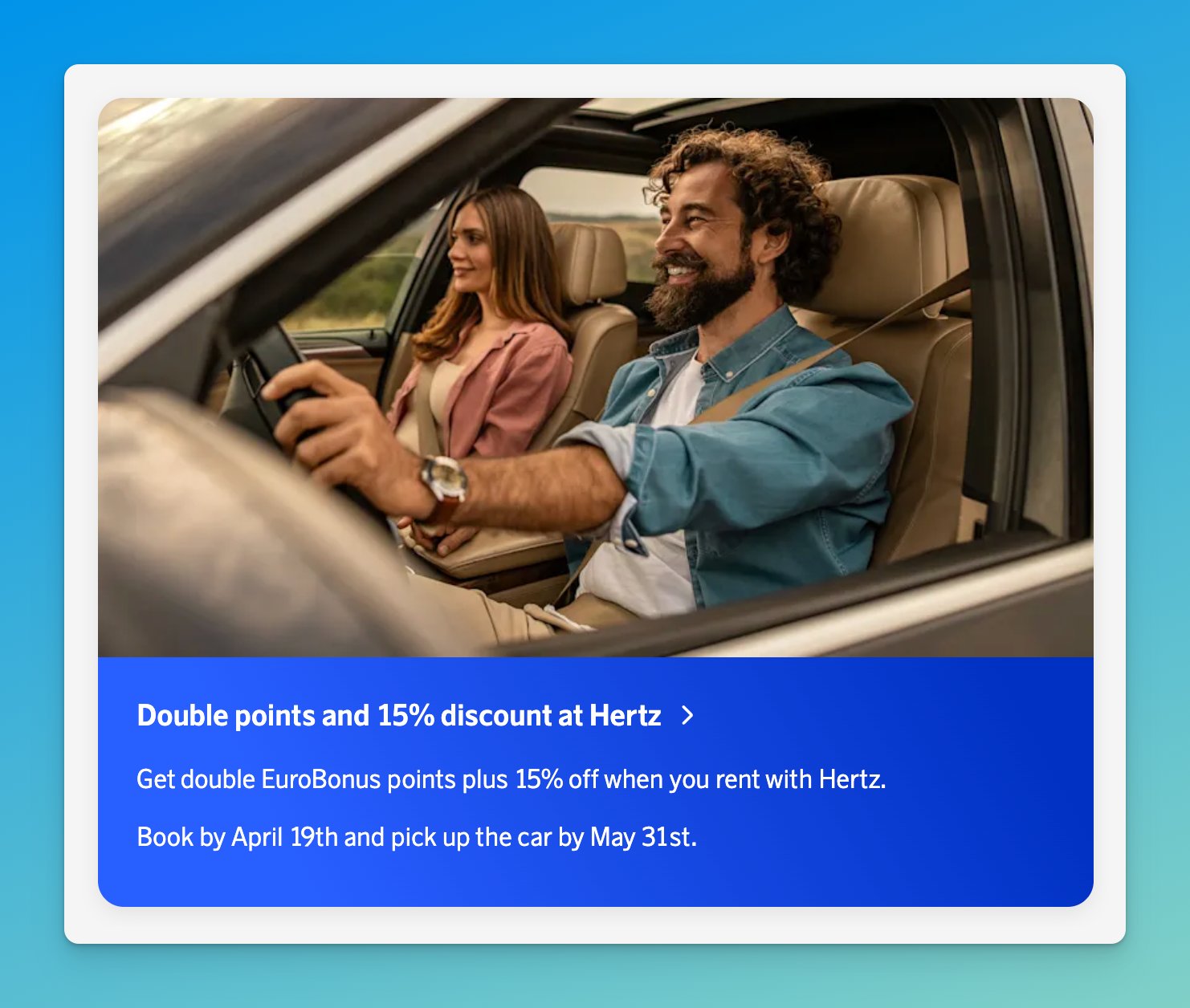 Hertz Double EuroBonus Points + 15% Off Car Rentals