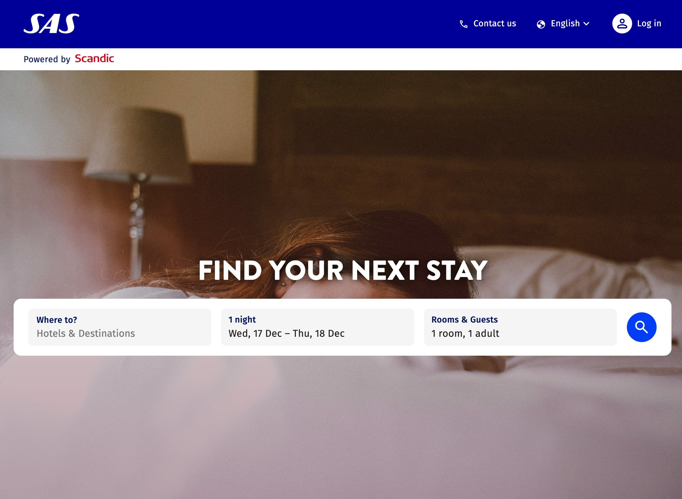 New Scandic hotel booking portal on SAS