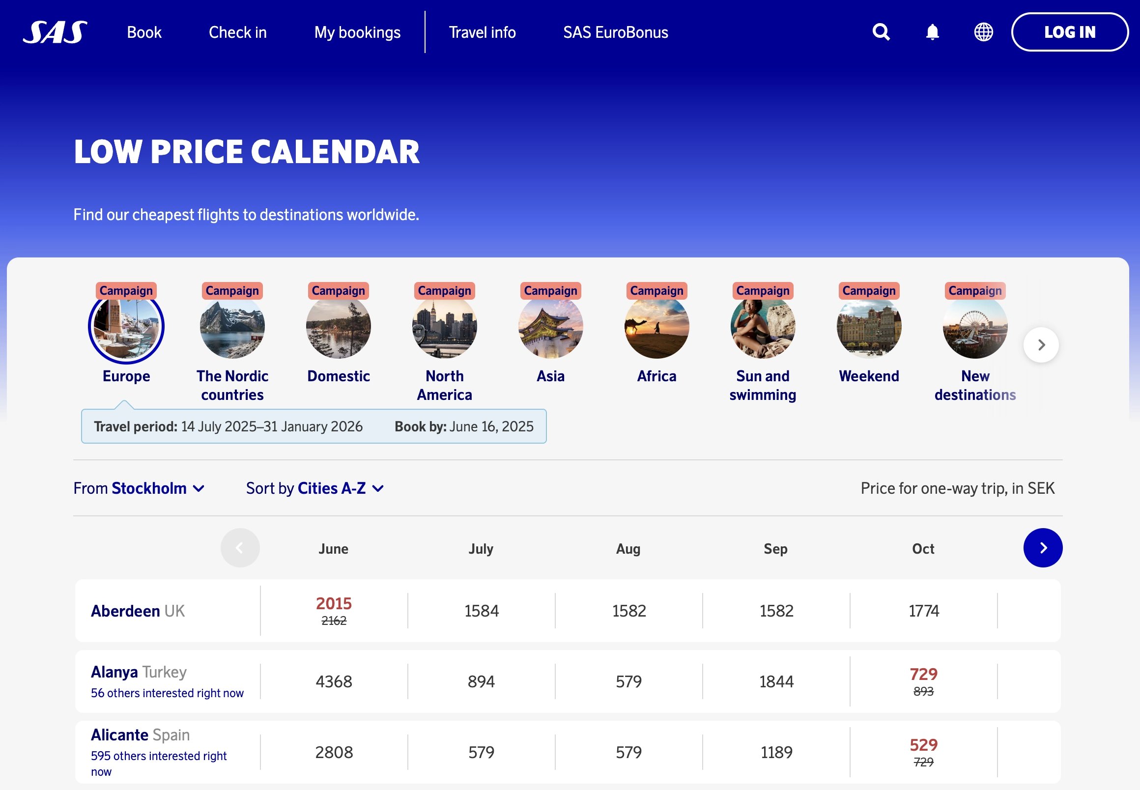 SAS is offering discounted revenue tickets across all destinations