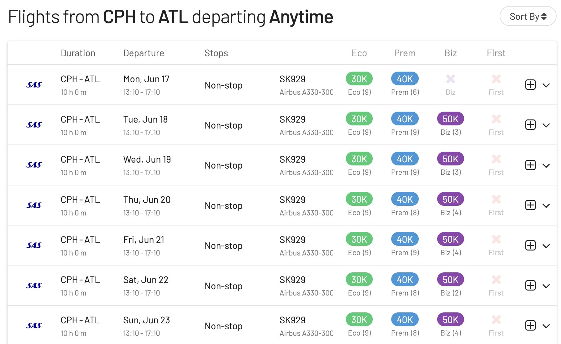 Book SAS' inaugural flight to Atlanta using EuroBonus points.