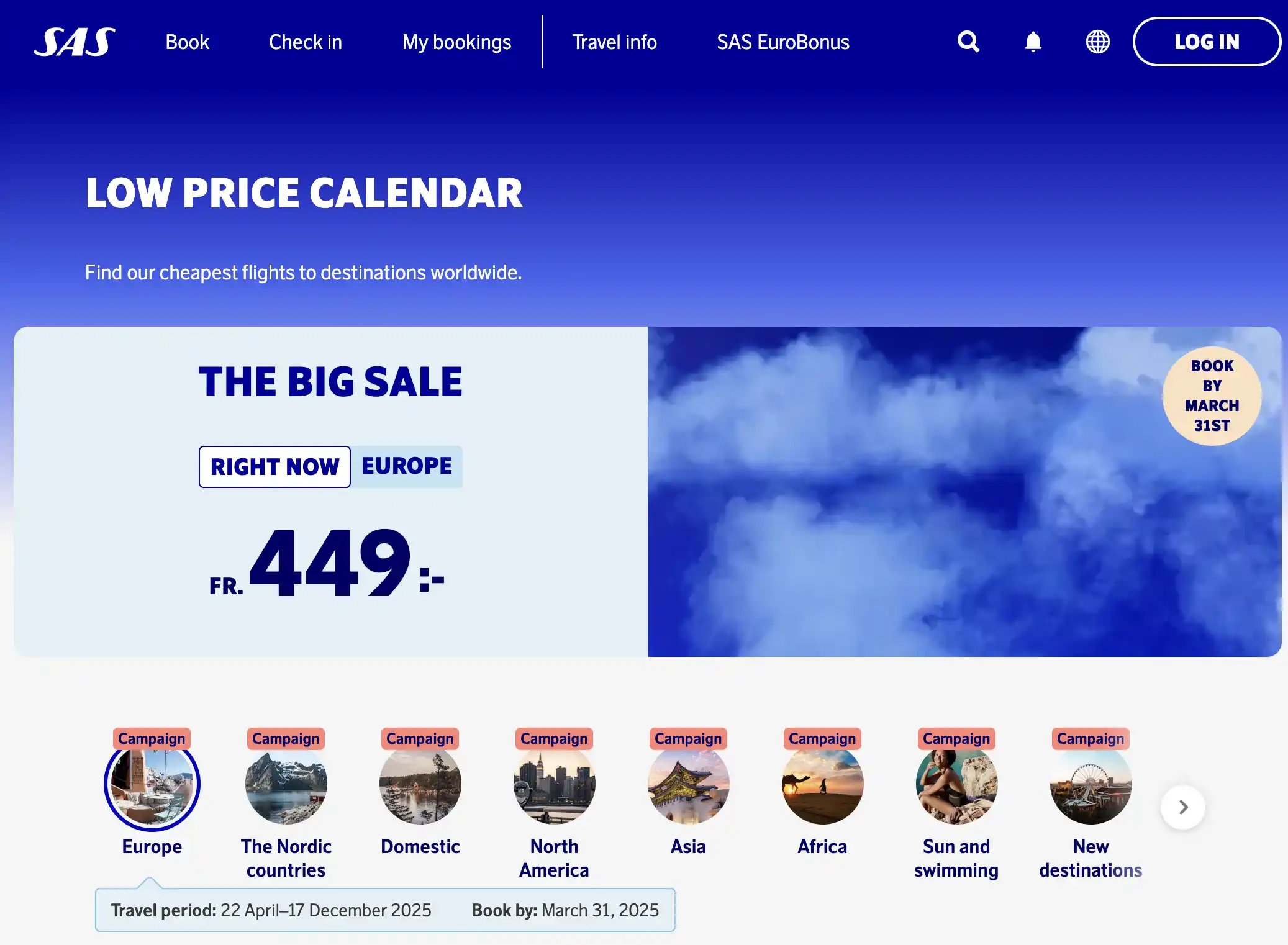 SAS is offering discounted revenue tickets across all destinations (The Big Sale)
