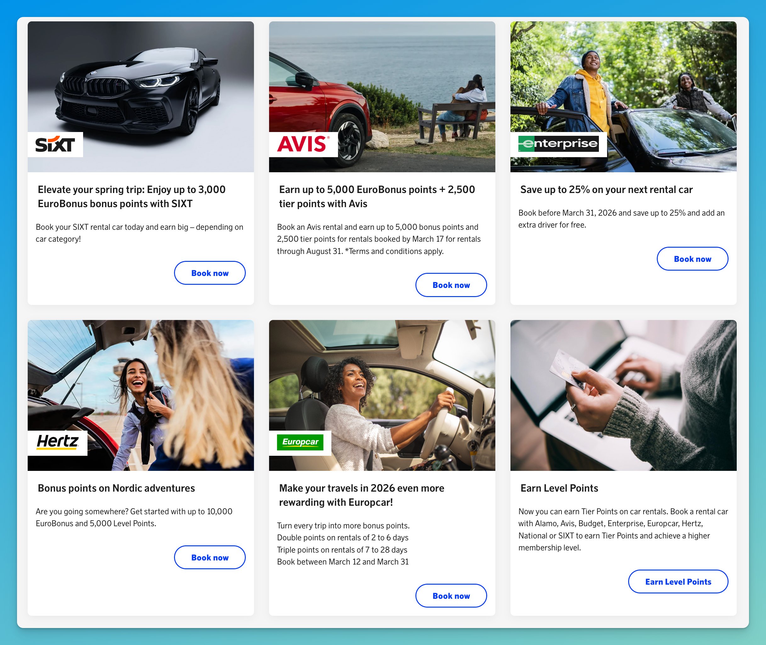 Car Rentals: Up to Triple Points + 25% Off