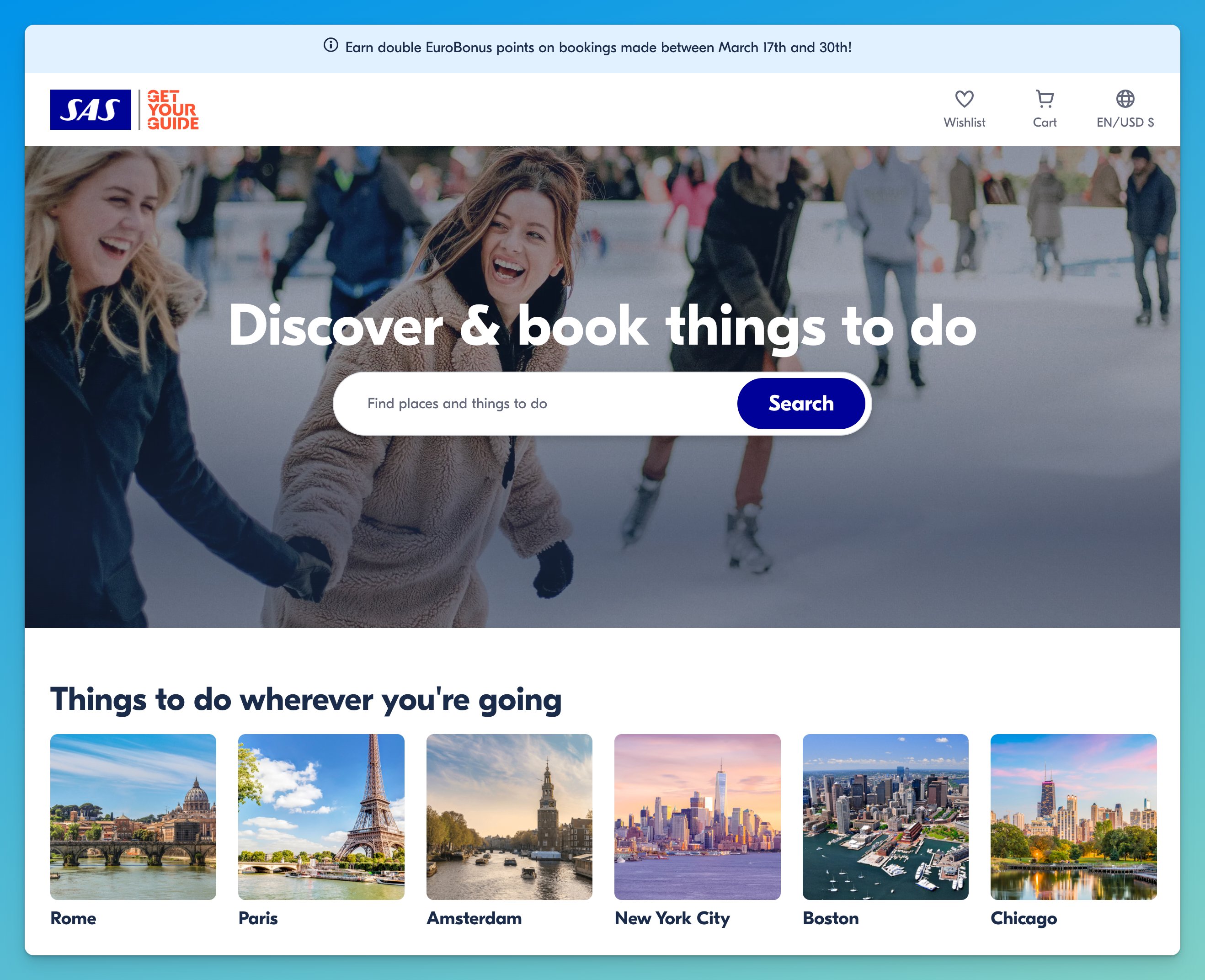 SAS Activities (GetYourGuide): Double Points