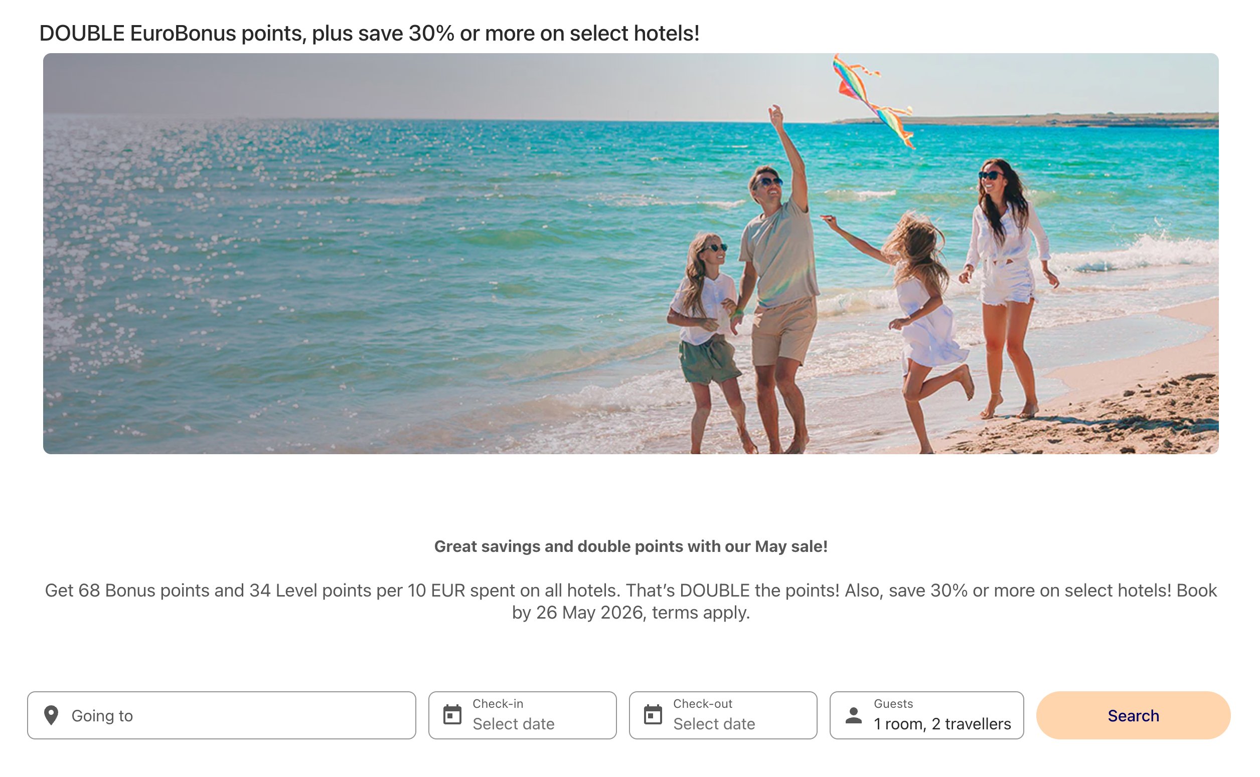 SAS EuroBonus hotels double points and 30 percent off May sale, book by May 26