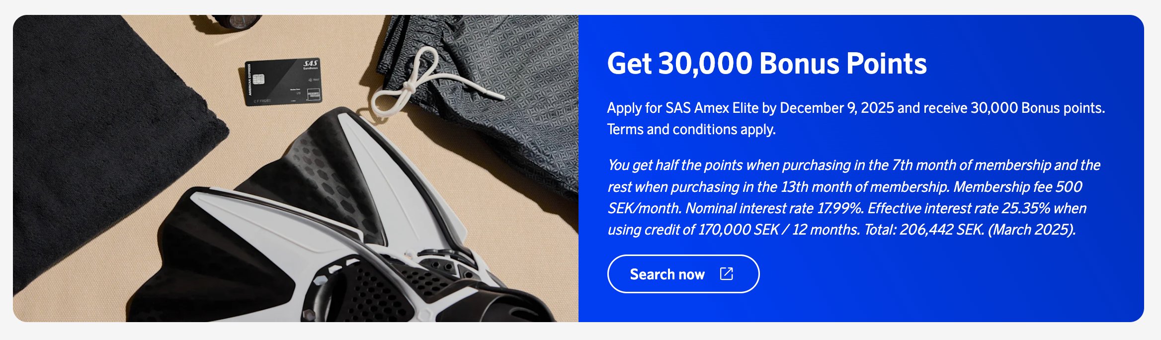 SAS Amex Elite card welcome bonus promotion