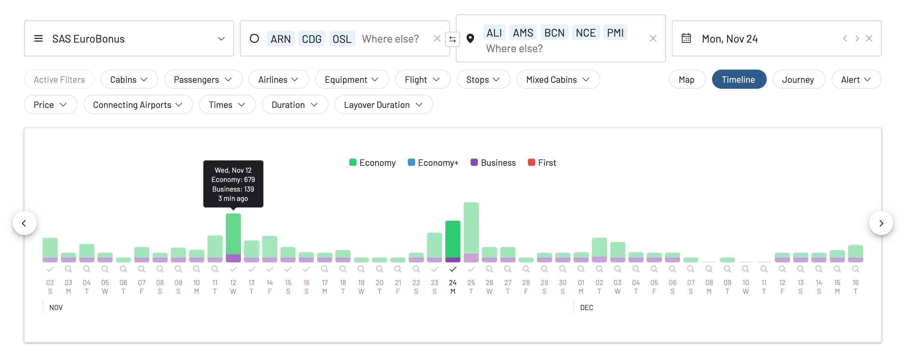 SAS 25% EuroBonus points discount on European award flights, using AwardFares
