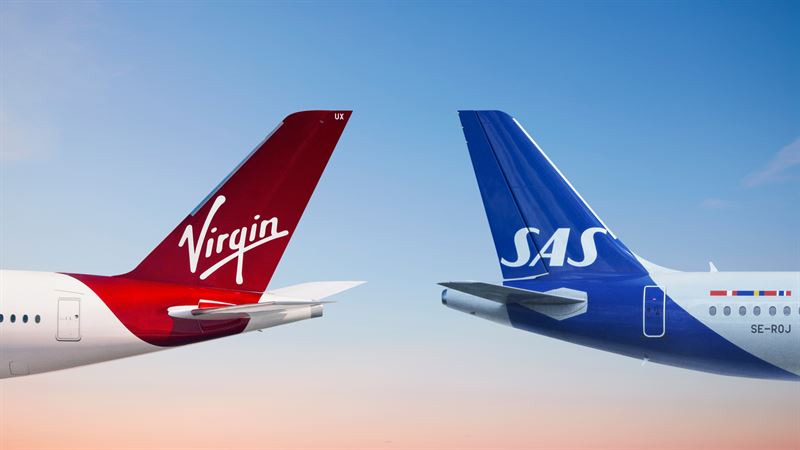 SAS and Virgin Atlantic aircraft side-by-side