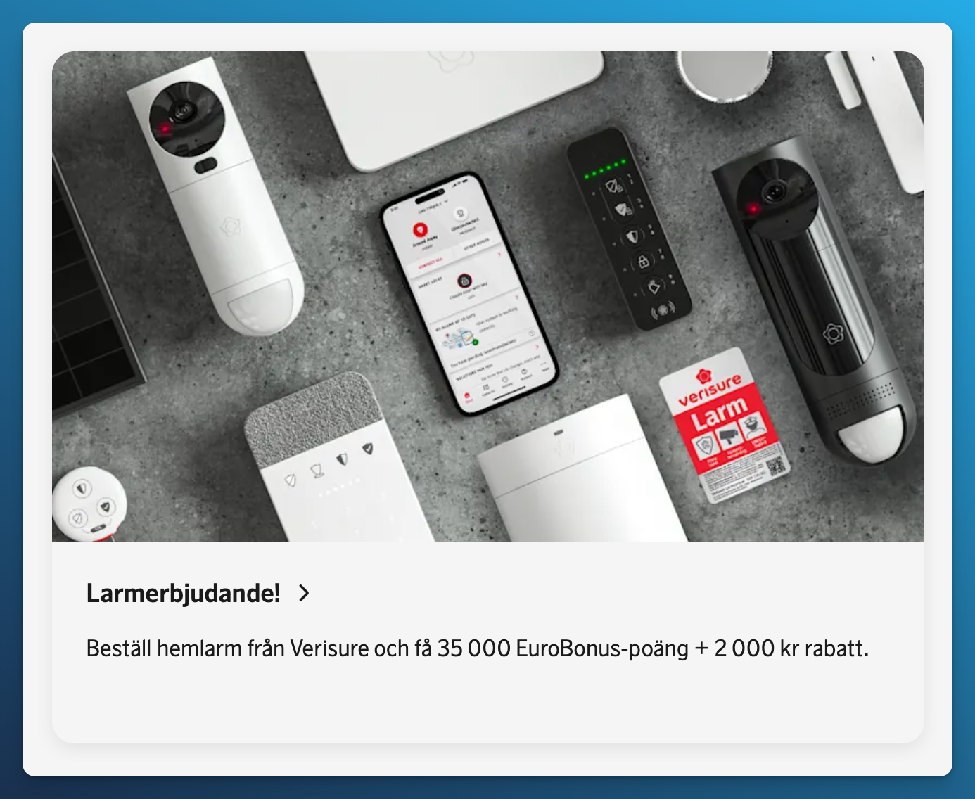 Swedish Verisure offer for 35,000 EuroBonus points and a 2,000 SEK discount