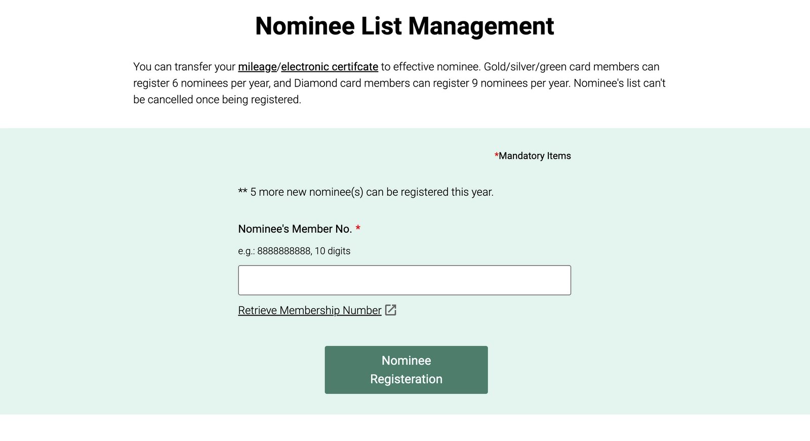 Booking EVA Air awards: registering a travel companion.