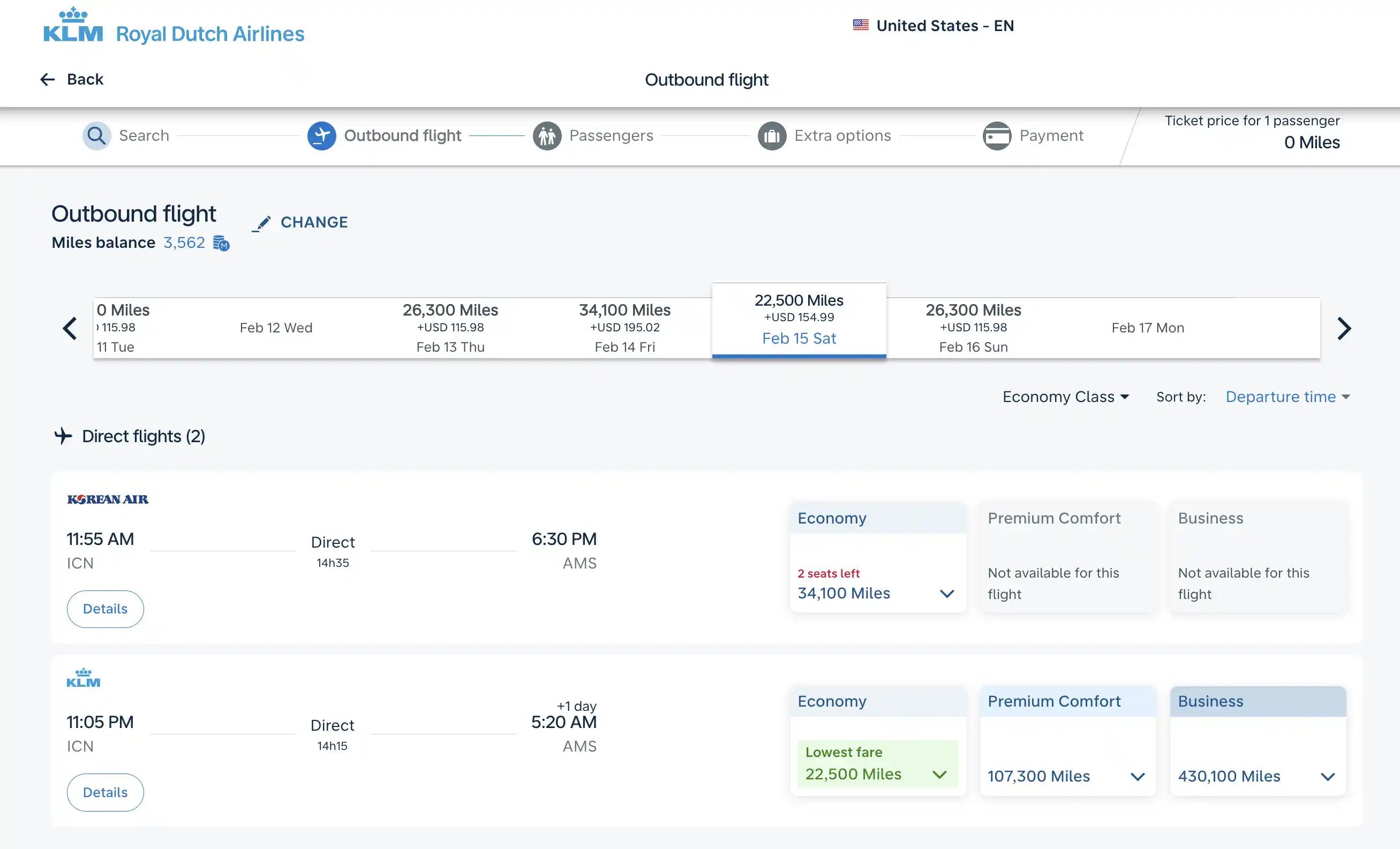 AwardFares redirects you to the airline