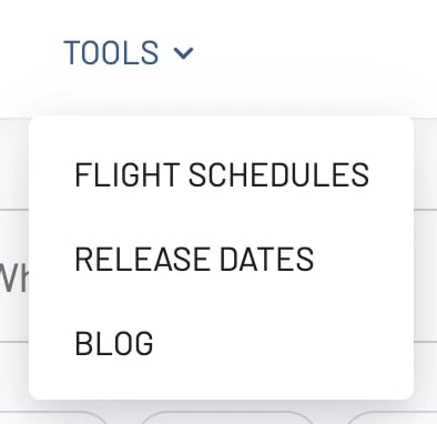 Accessing the Flight Schedules Tool from the AwardFares menu.