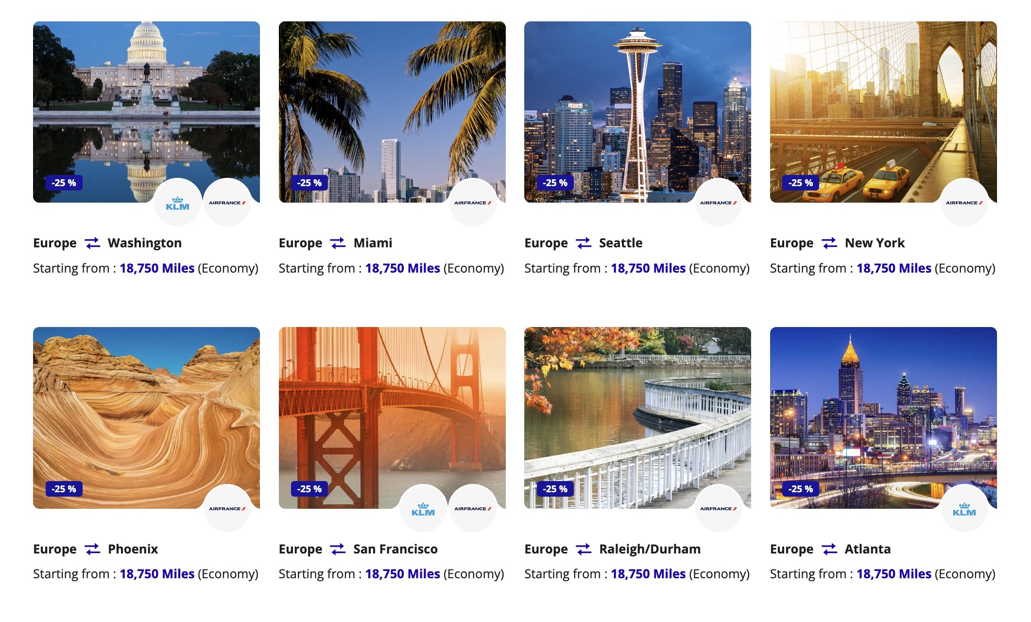 Full list of the latest Air France and KLM Promo Rewards