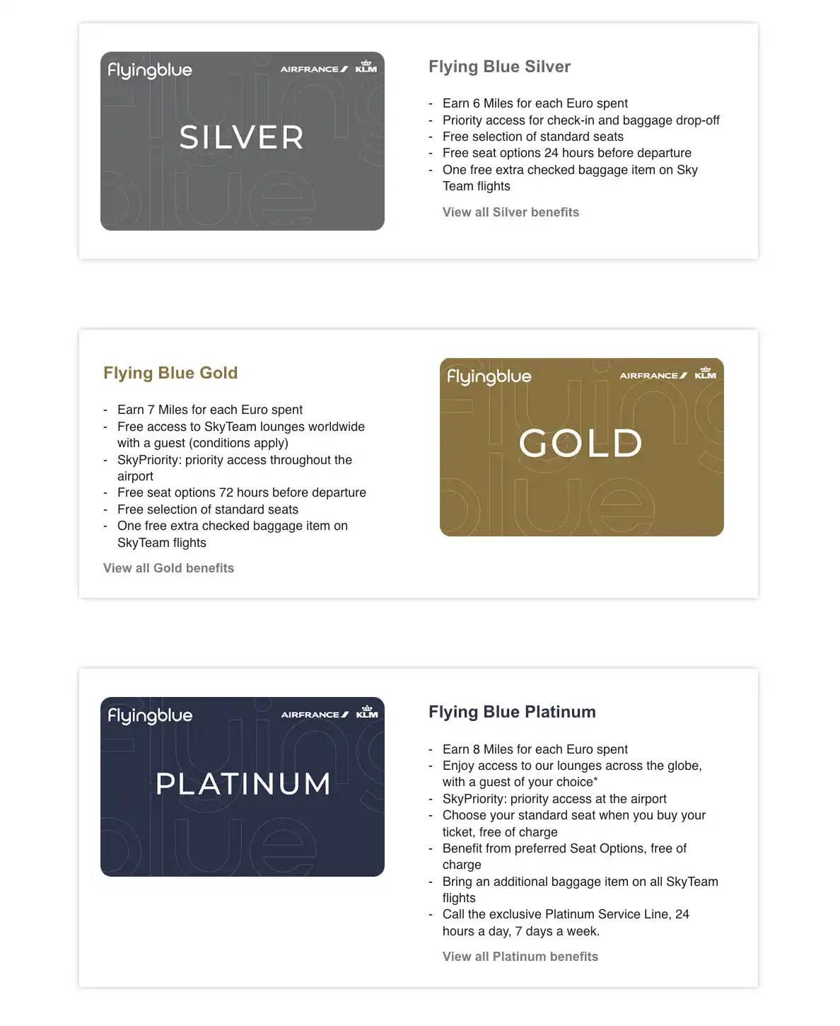 FlyingBlue Status Match application page