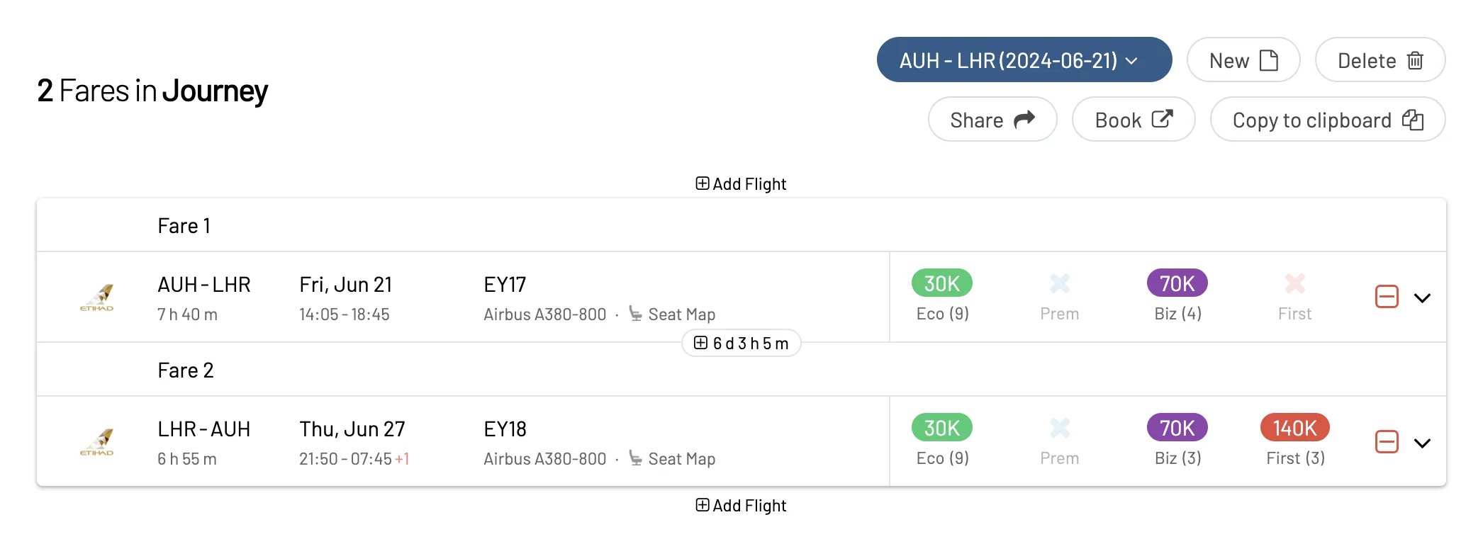 Find round trip Etihad Guest Flights using AwardFares.