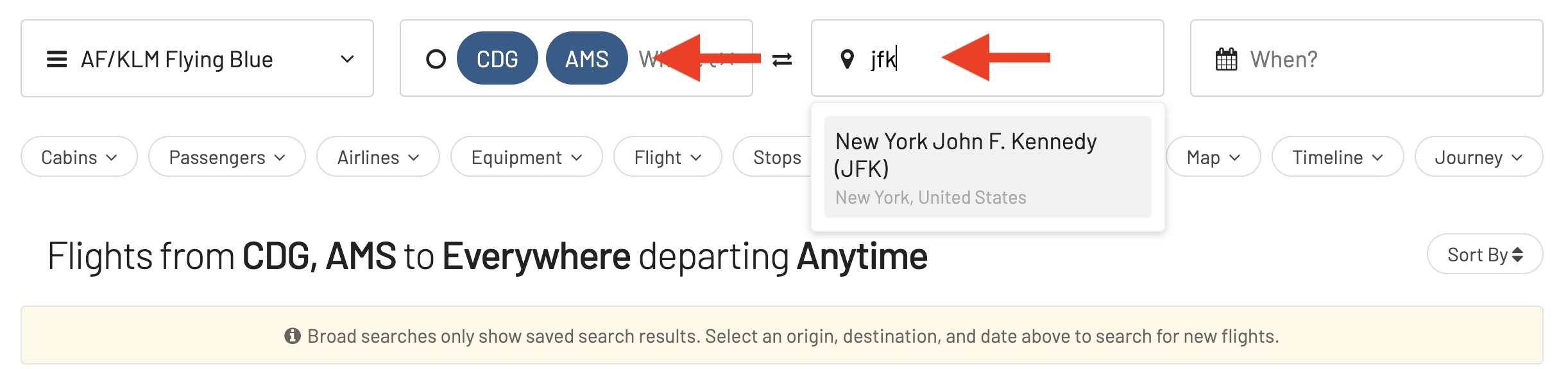 SkyMiles awards from New York to Paris using AwardFares.