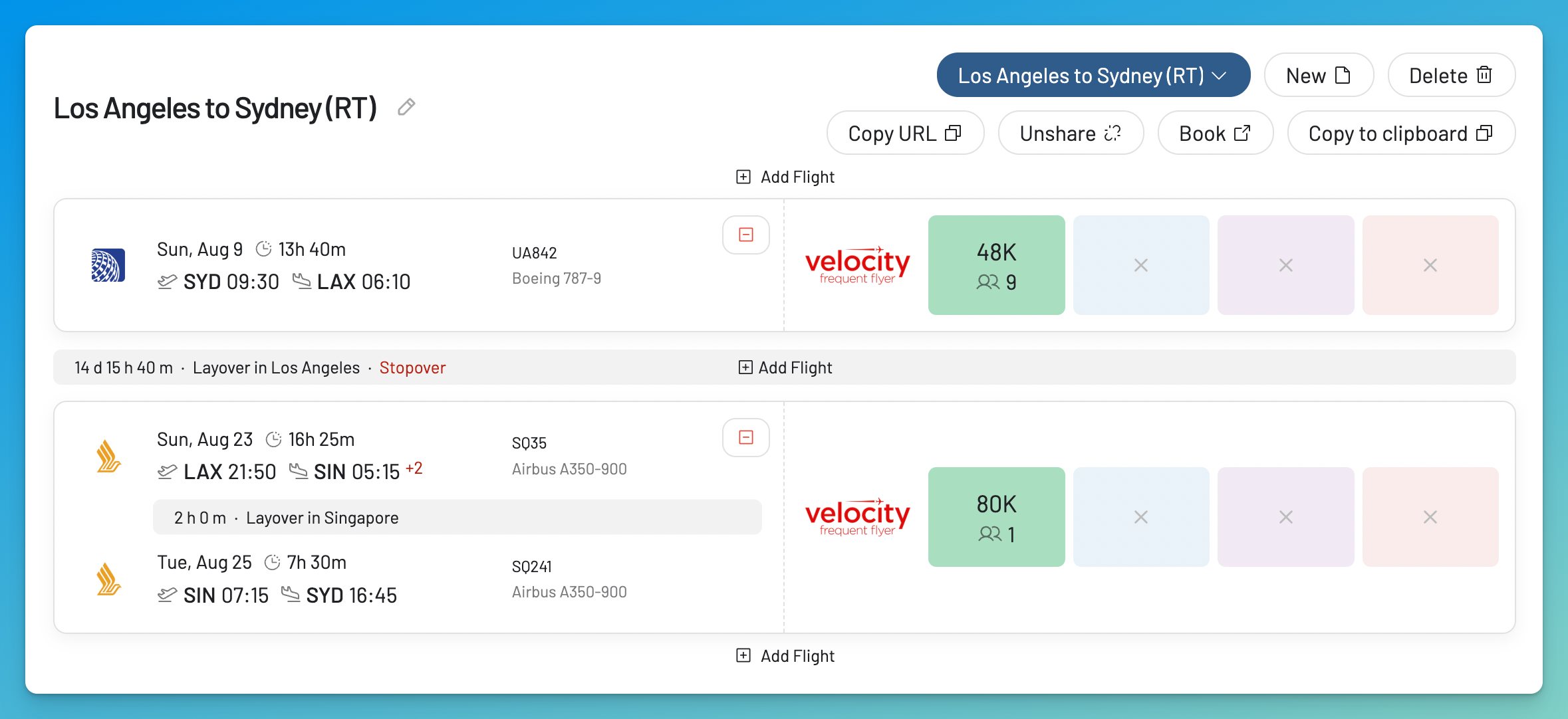 Build round-trip Virgin Australia award itineraries with the AwardFares Journey Planner.