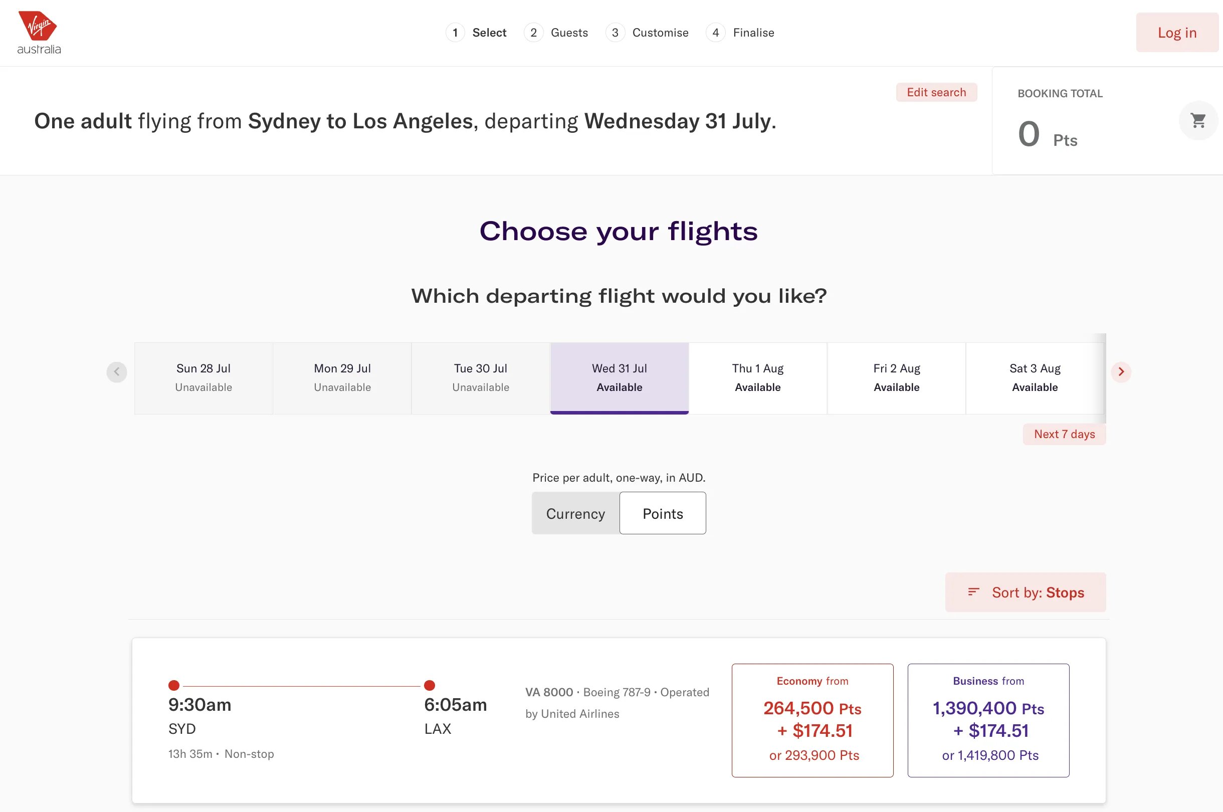 Book Virgin Australia award flights with AwardFares.