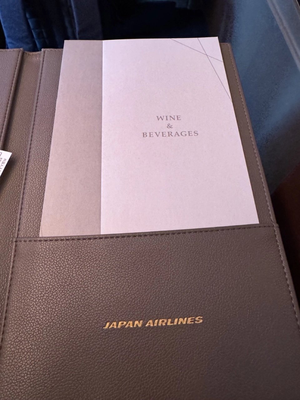 JAL First Class food and beverage menus
